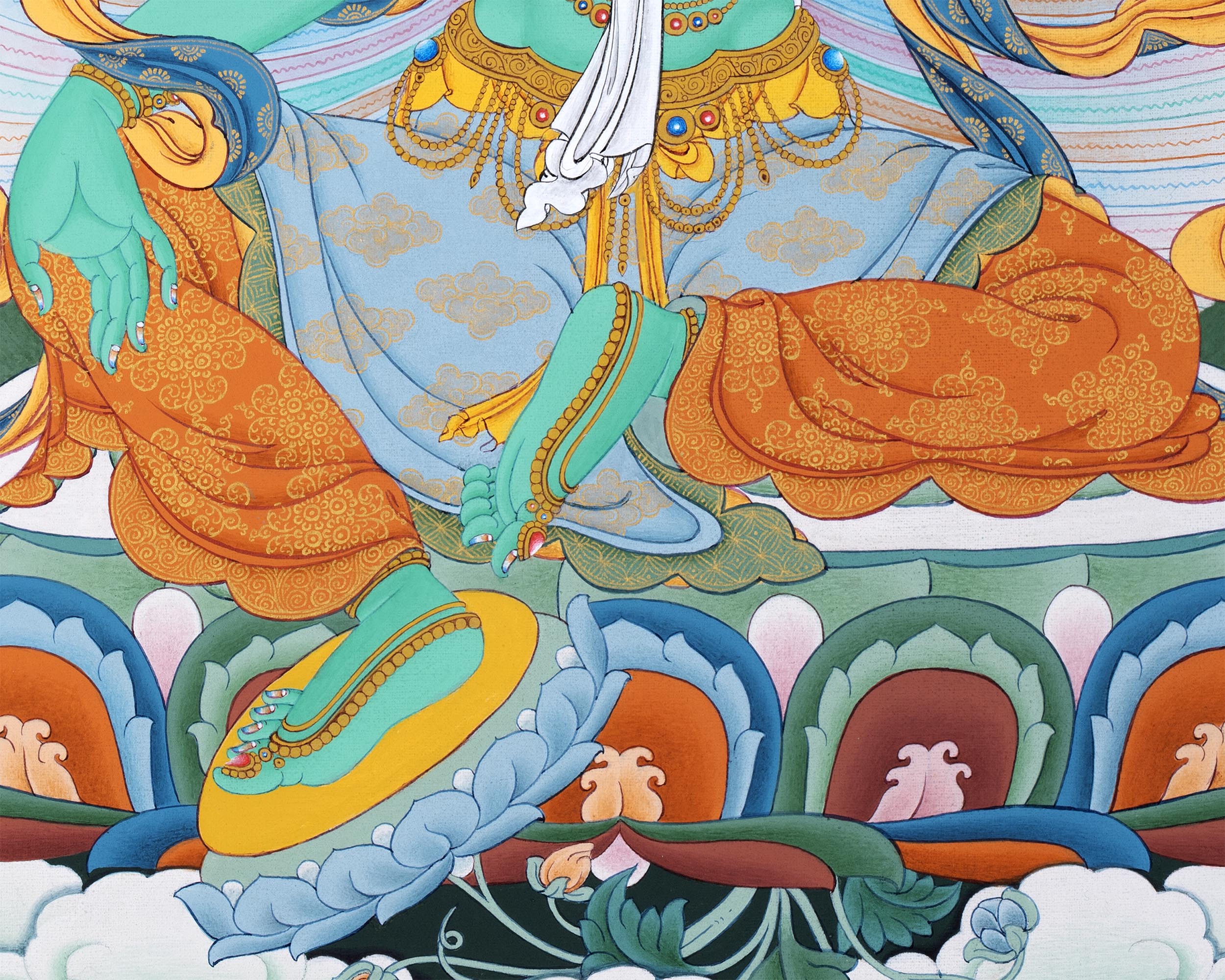 Green Tara Art | Female Buddha Thangka | Bodhisattva