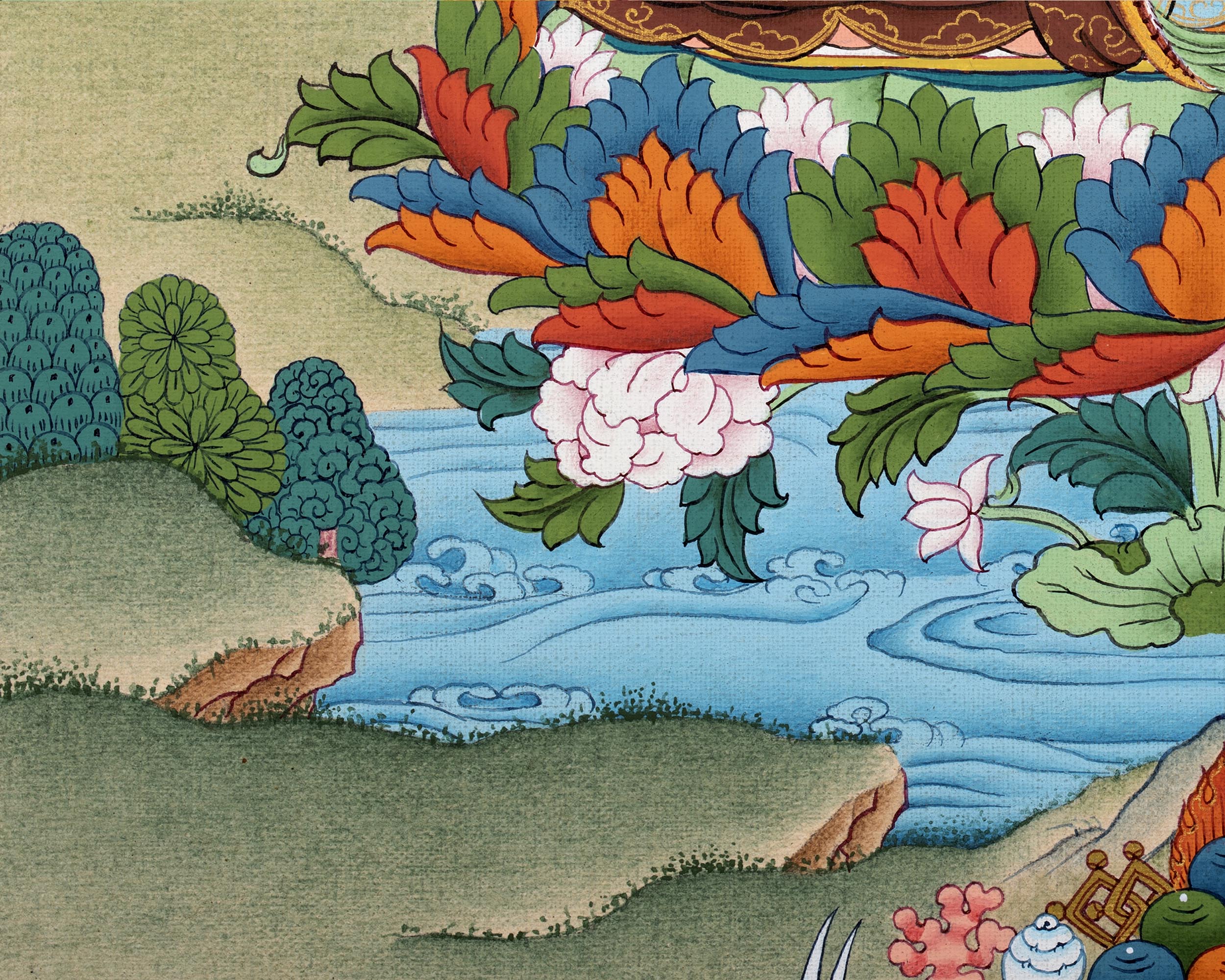 Traditional Guru Rinpoche Thangka | Padmasambhava Acrylics Painting