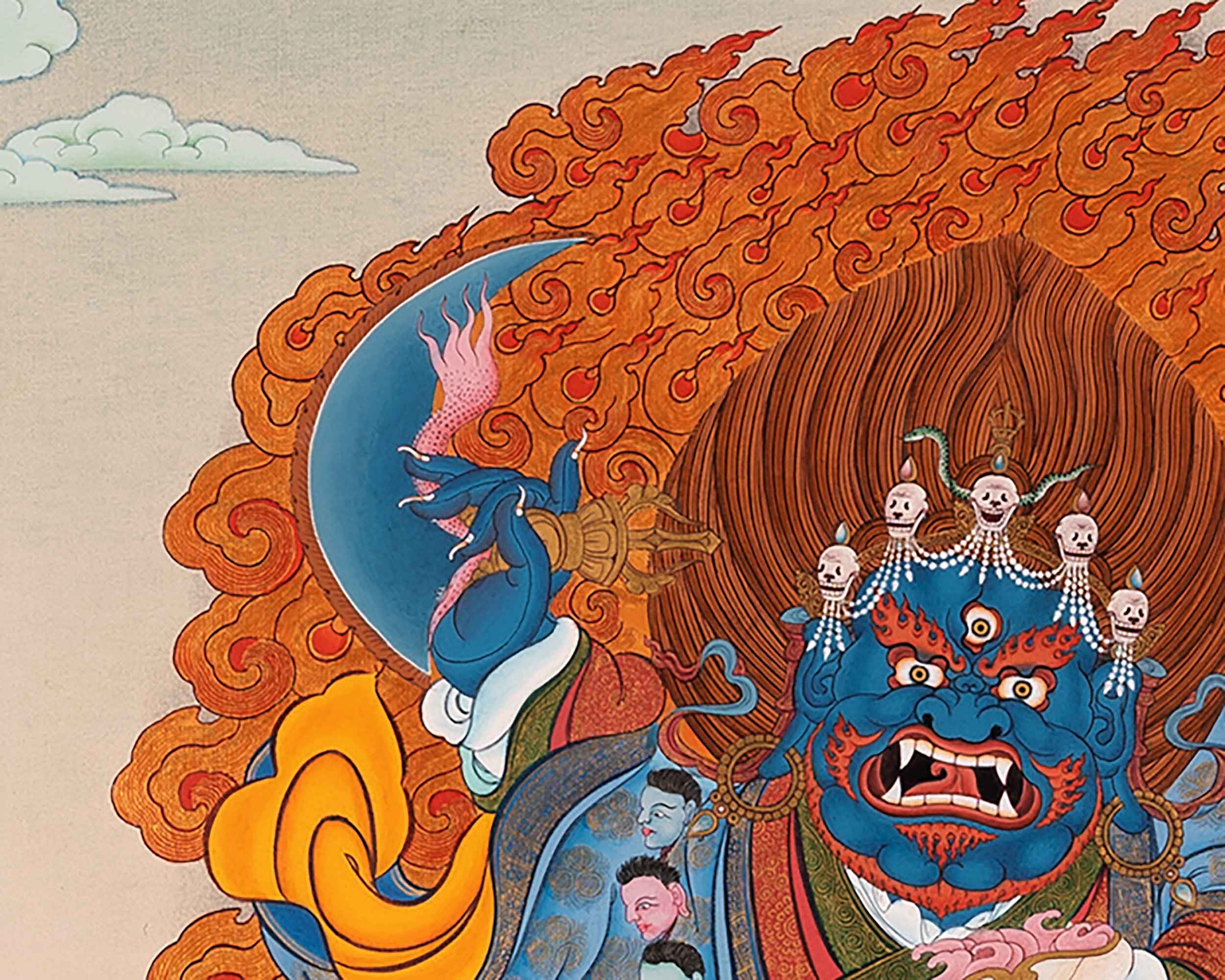 Hand Painted Mahakala Thangka Painting | Tibetan Mahakala Art For Buddhist Practice