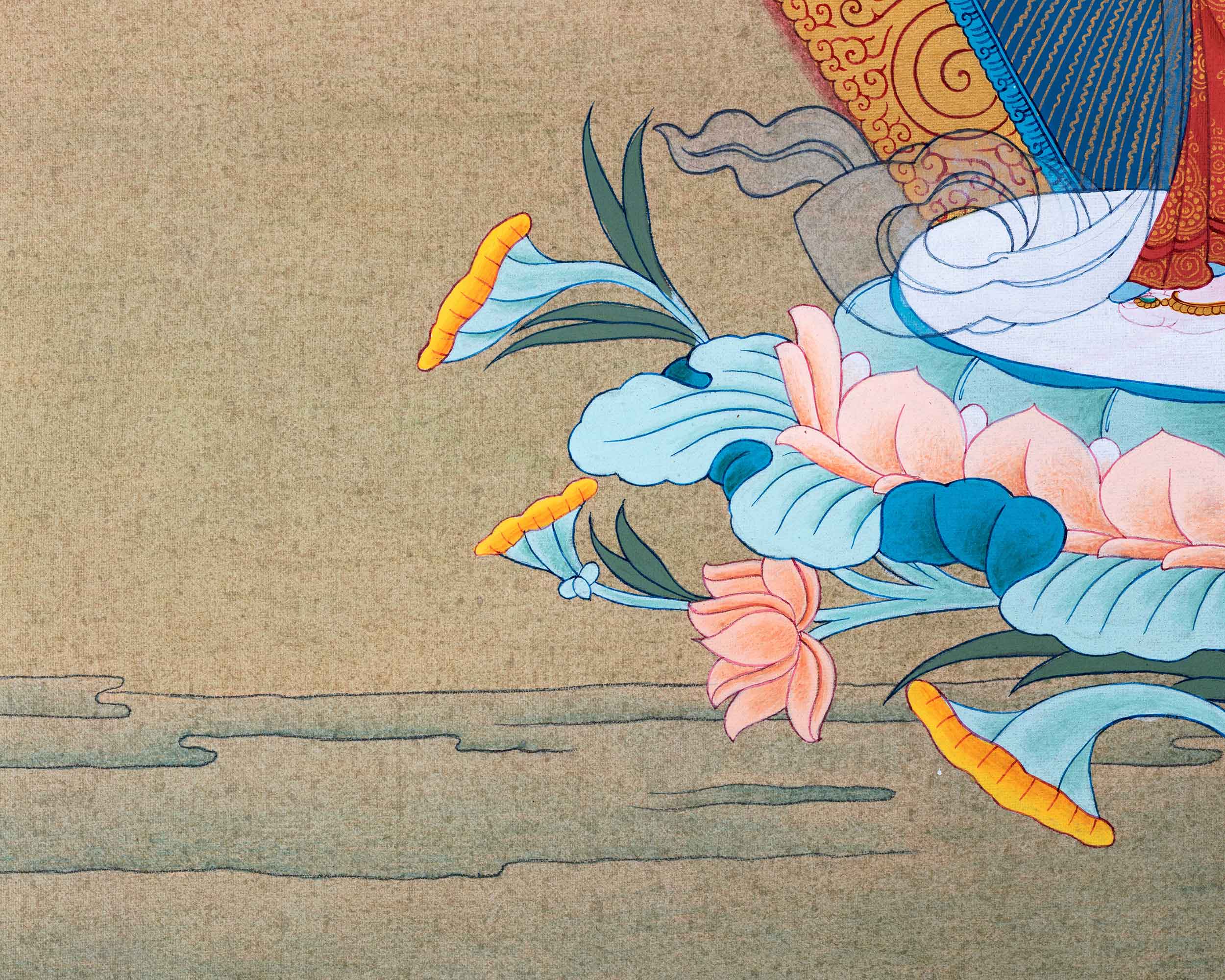 1000 Armed Chenrezig Practice Thangka On Cotton Canvas Using Acrylic Colors | Sacred Art for Daily Practice