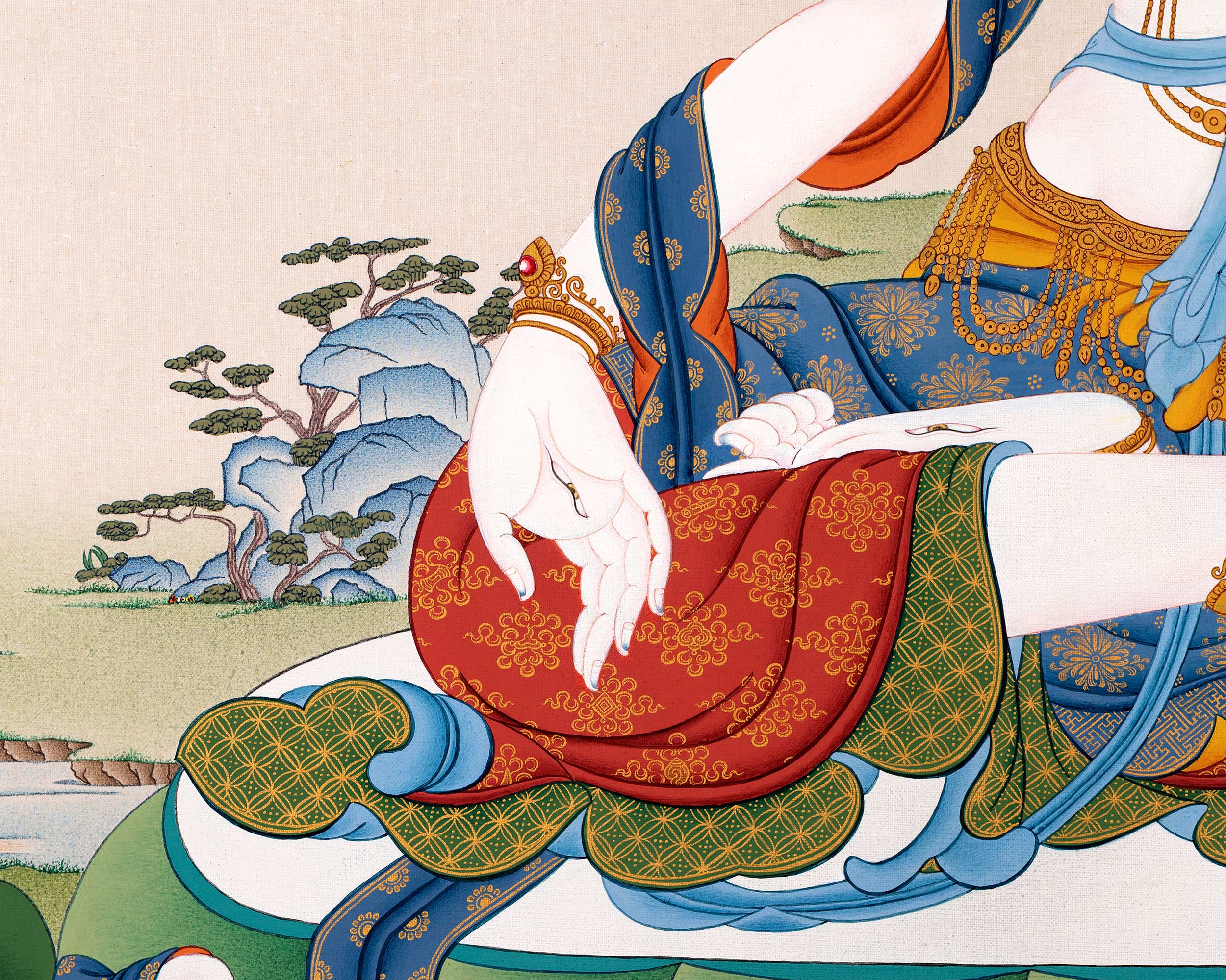 White Tara Traditional Thangka Print | High Quality Digital Canvas Print