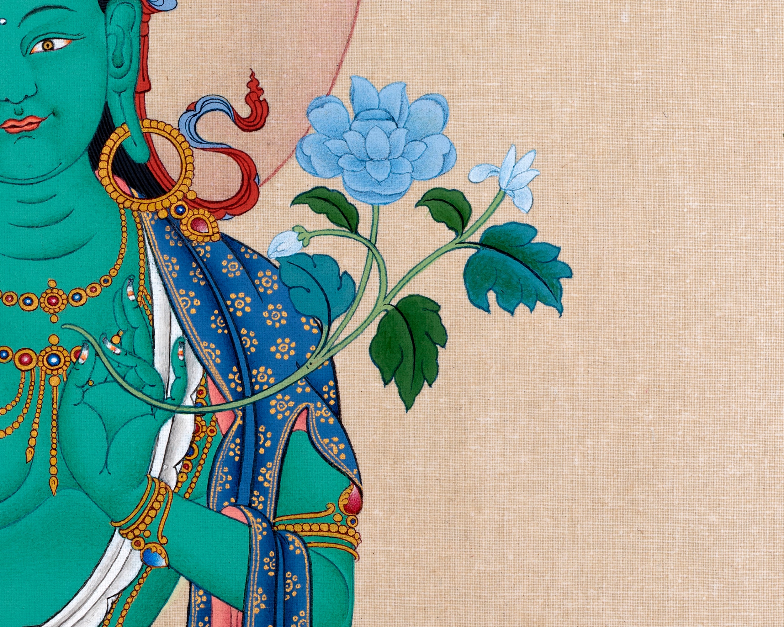 Green Tara | Tibetan Thangka Painting | Handmade Tara Art