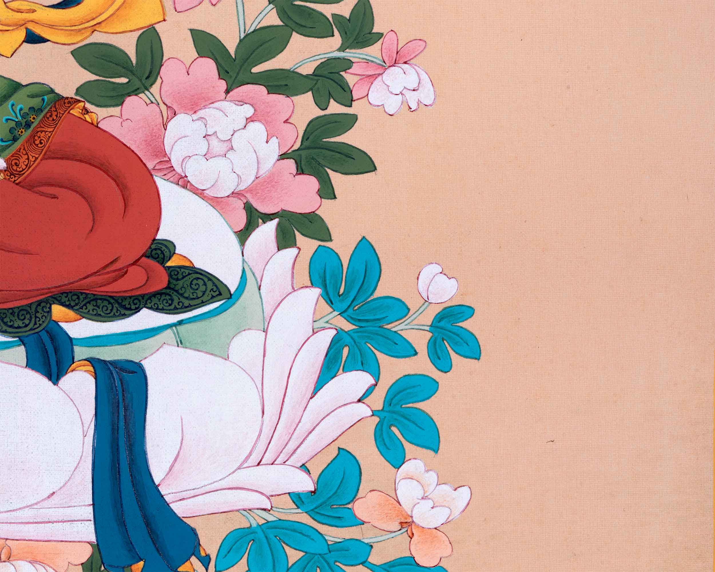 The Compassion Bodhisattva Chenrezig Thangka Art | Four Armed Chenrezig Hand Painted Art For Wall Decoration