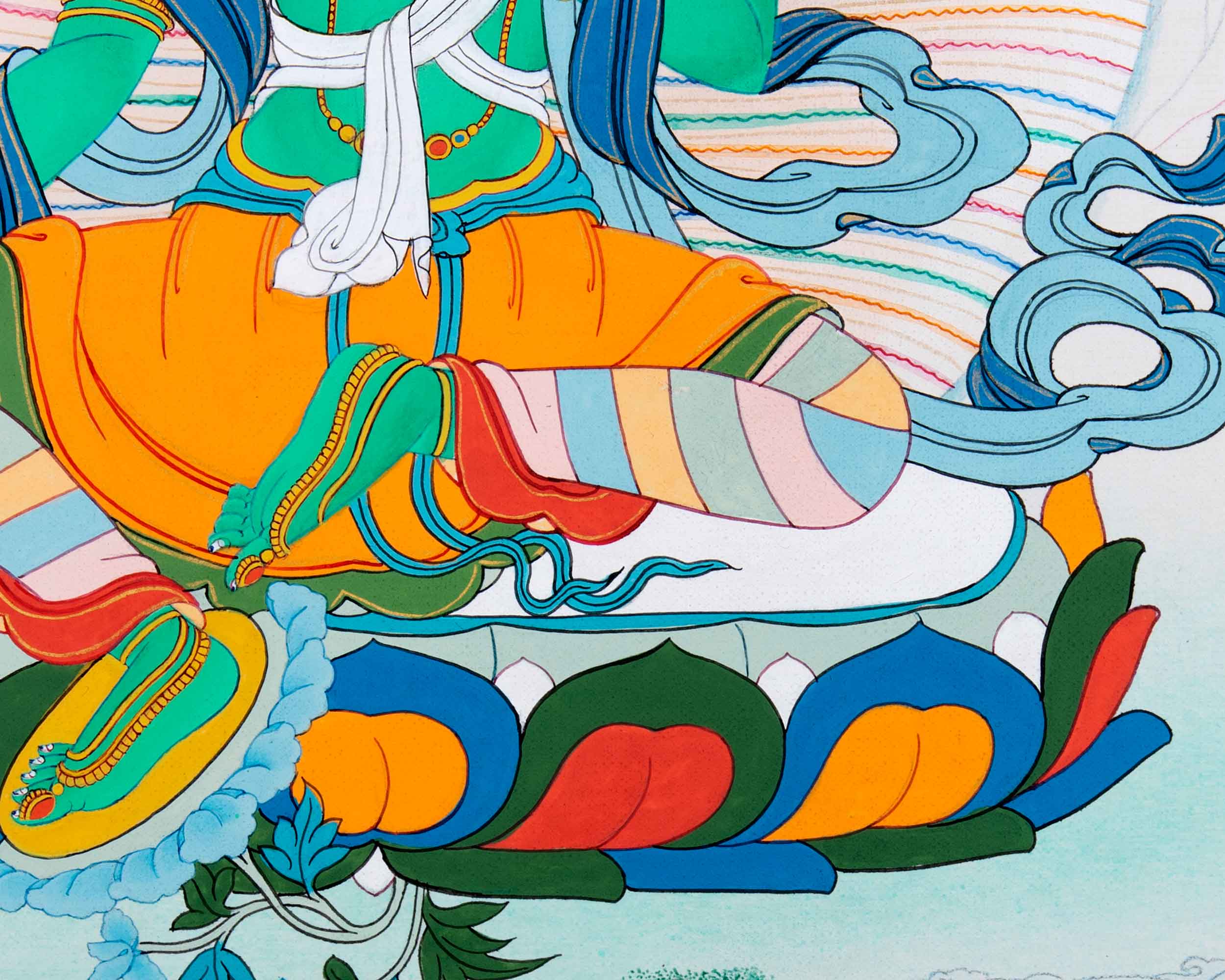 Mother Green Tara Thangka | Traditional Female Buddha