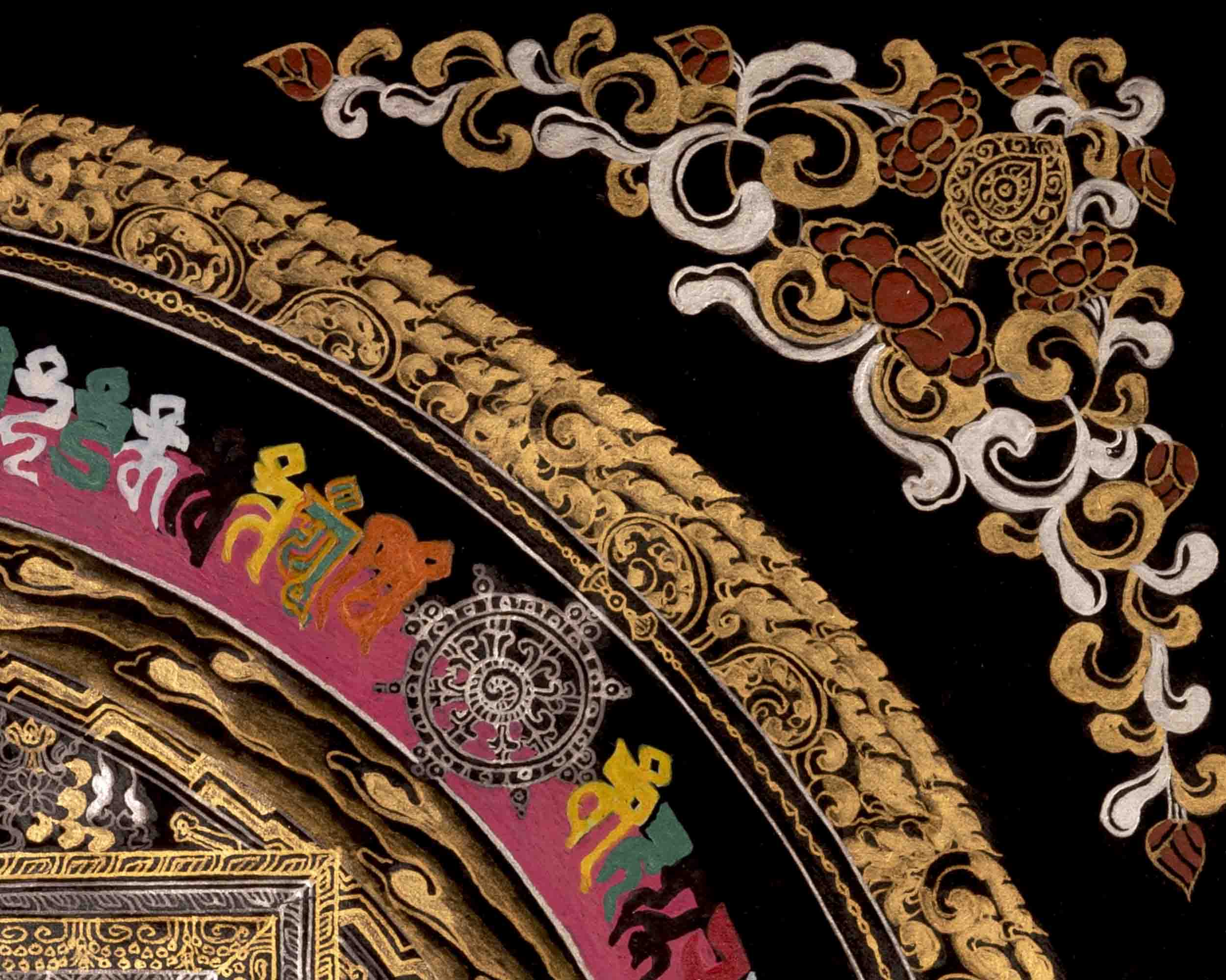 Kalachakra Mandala Thangka | Full 24K Gold Style Art | Religious Wall Decors