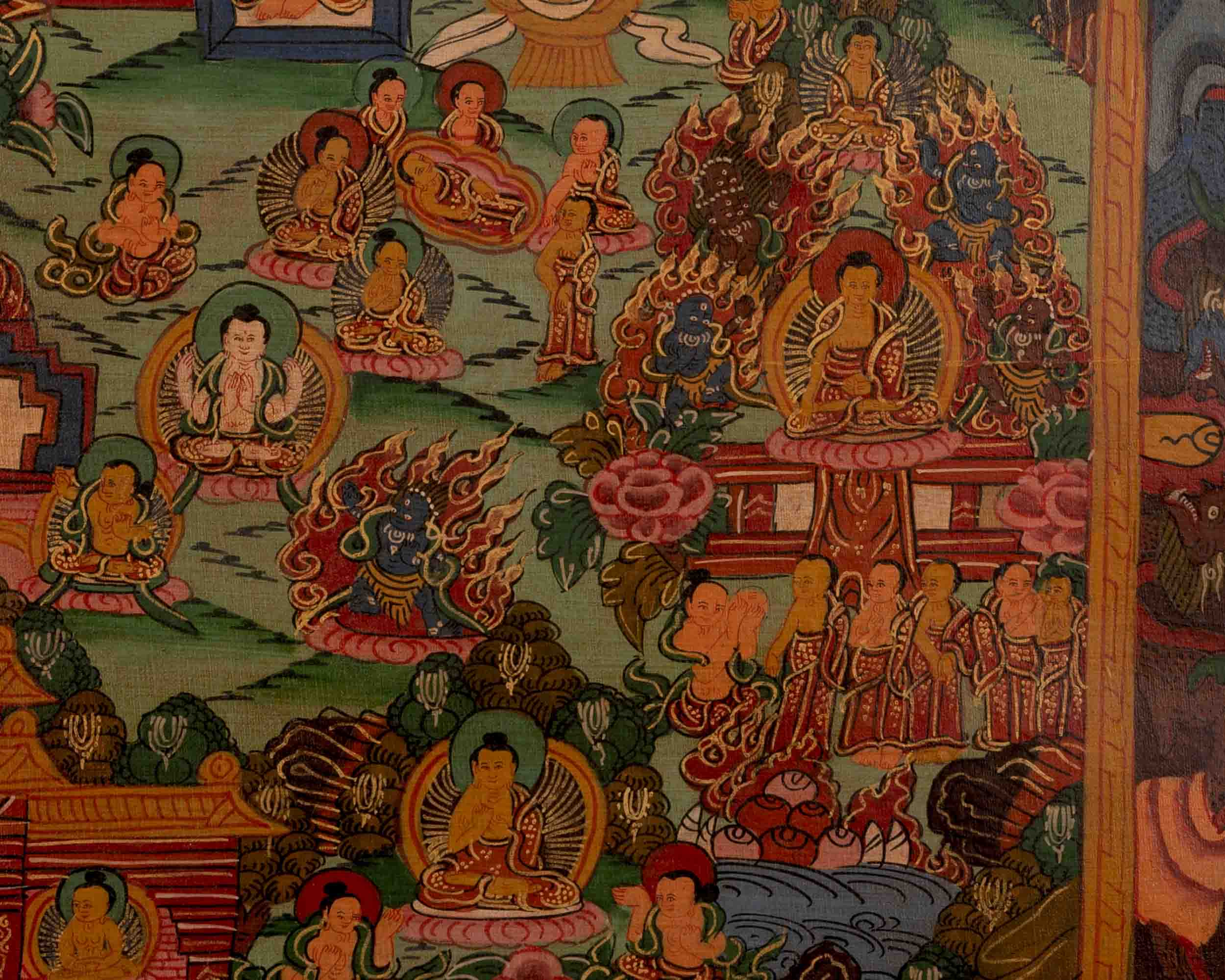 Life Story Of Buddha | Oil Varnished Thangka | Wall Decors