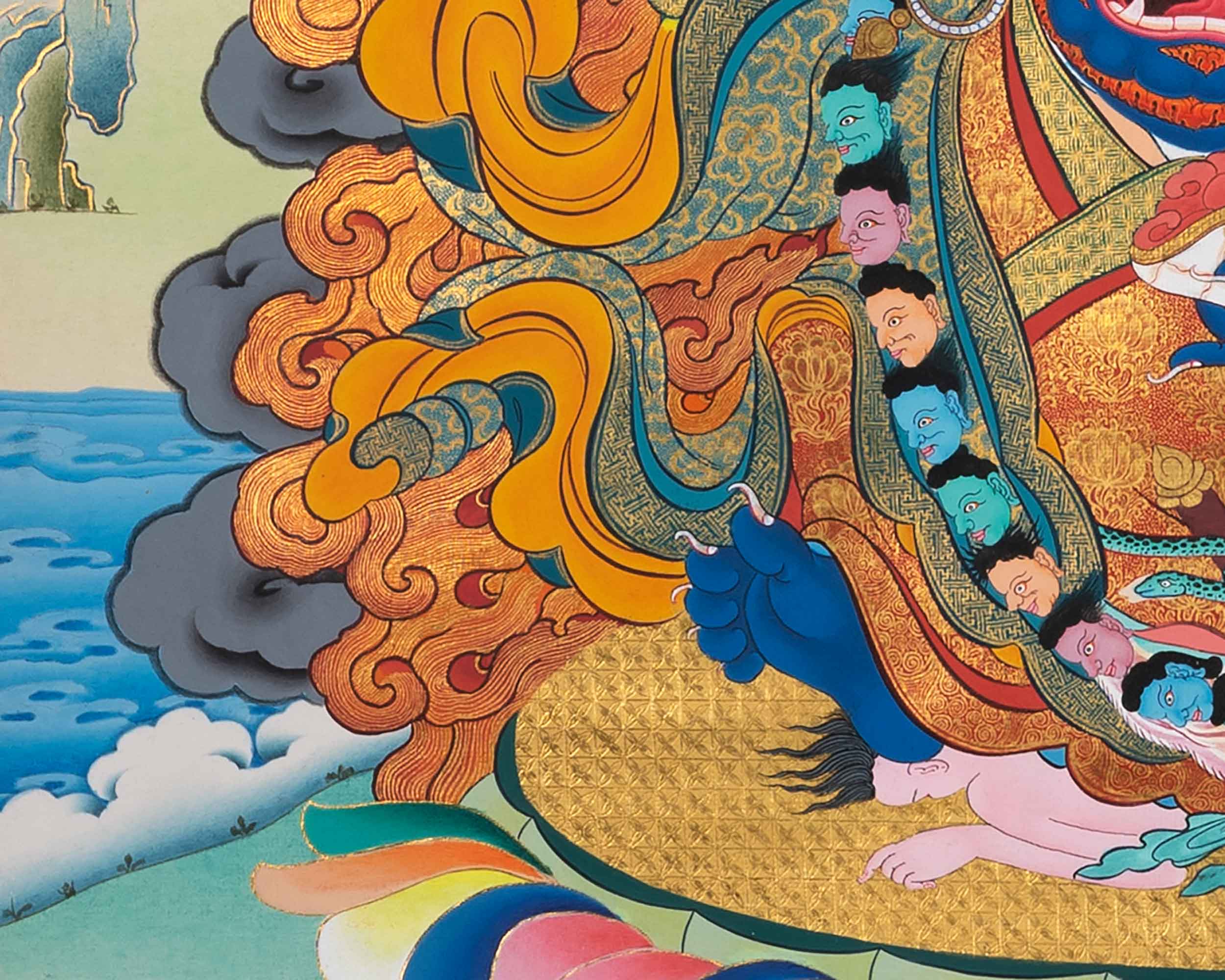 Traditional Tibetan Mahakala Art | Hand-Painted Mahakala Thangka Painting