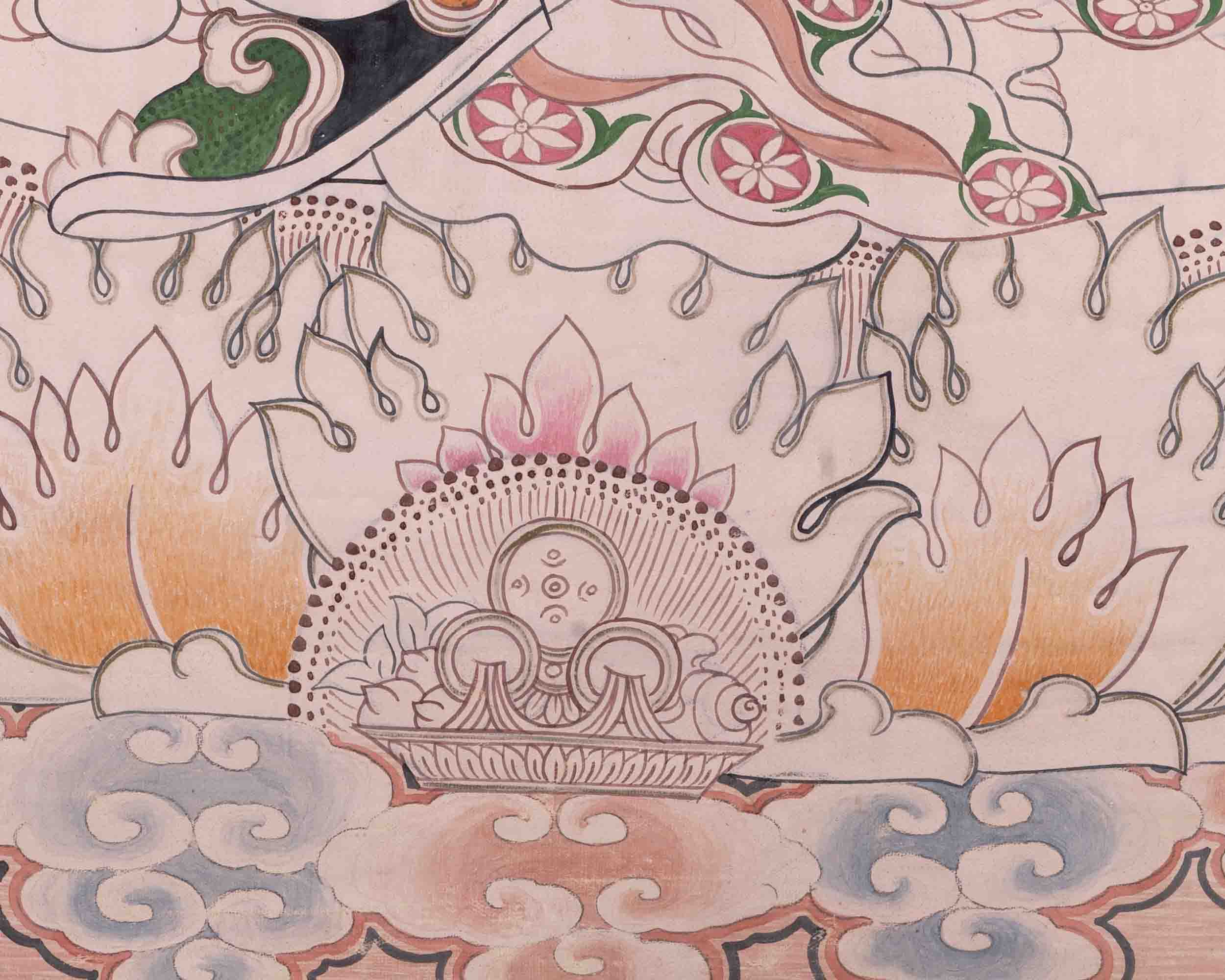 Guru Rinpoche Thangka | Traditional Tibetan Painting | Wall Decors