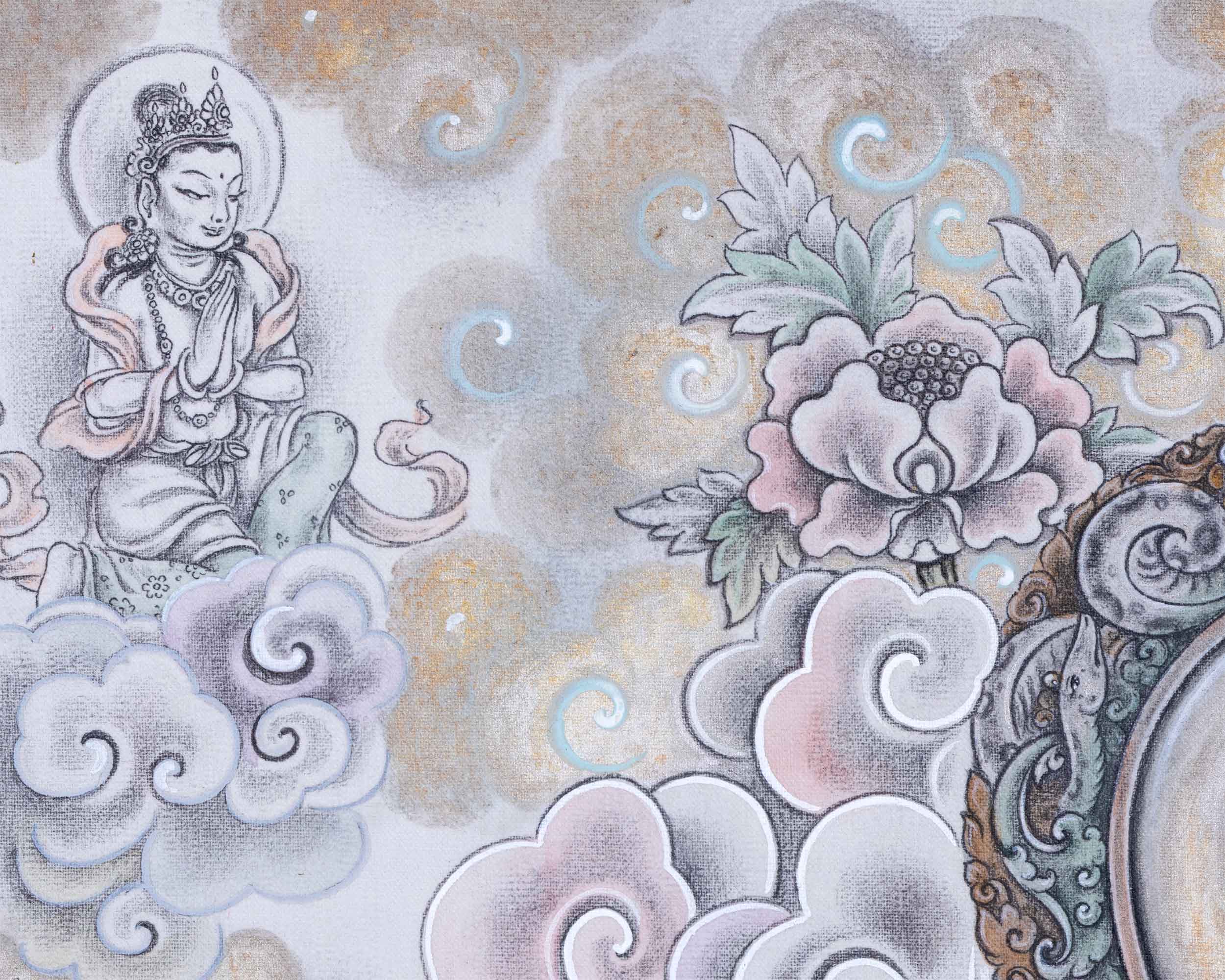 Shakyamuni Buddha Art Prints For Wall Hanging | Nepali Pauba Painting