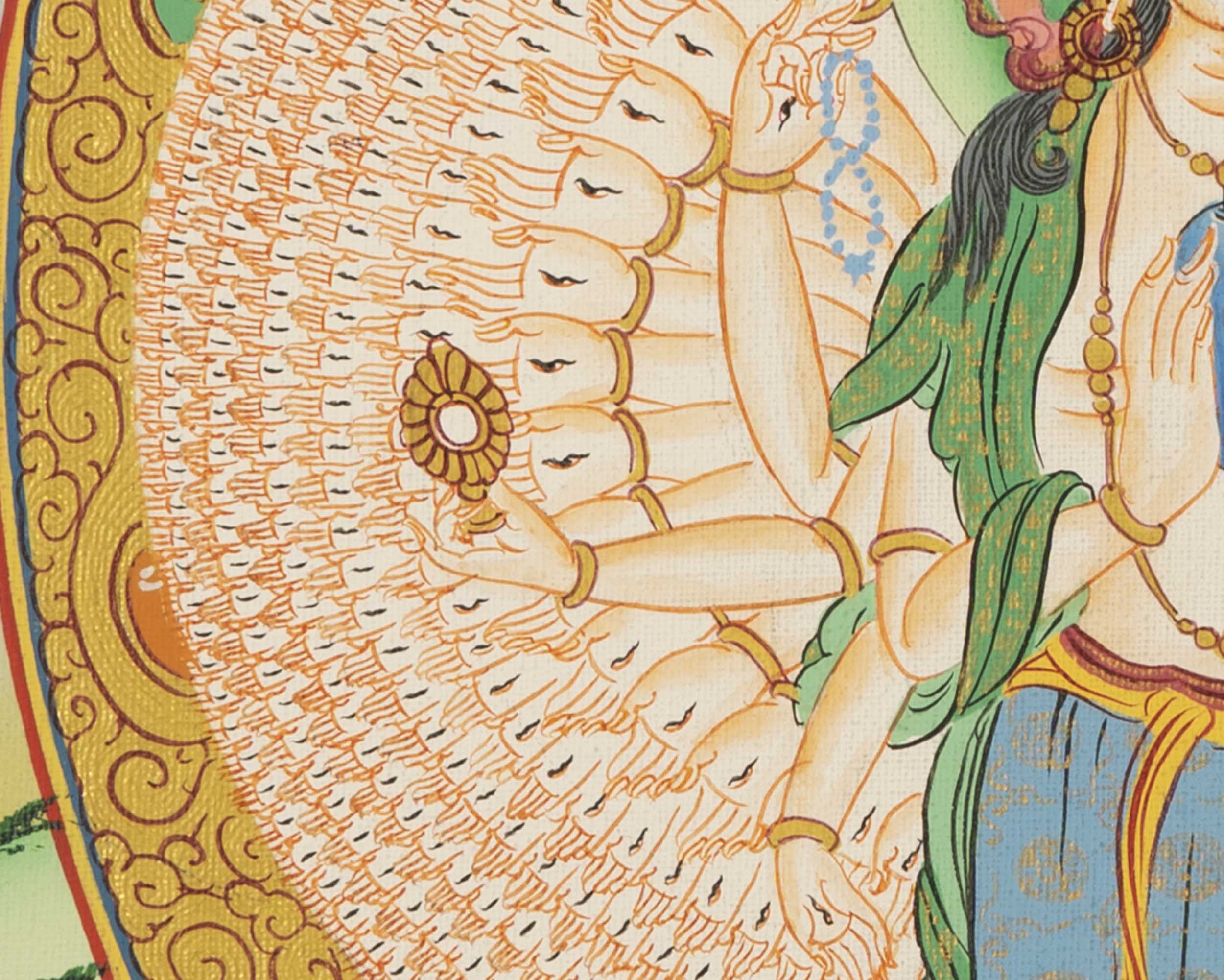 1000 Armed Avalokiteshvara Thangka | Traditional Tibetan Buddhist Painting