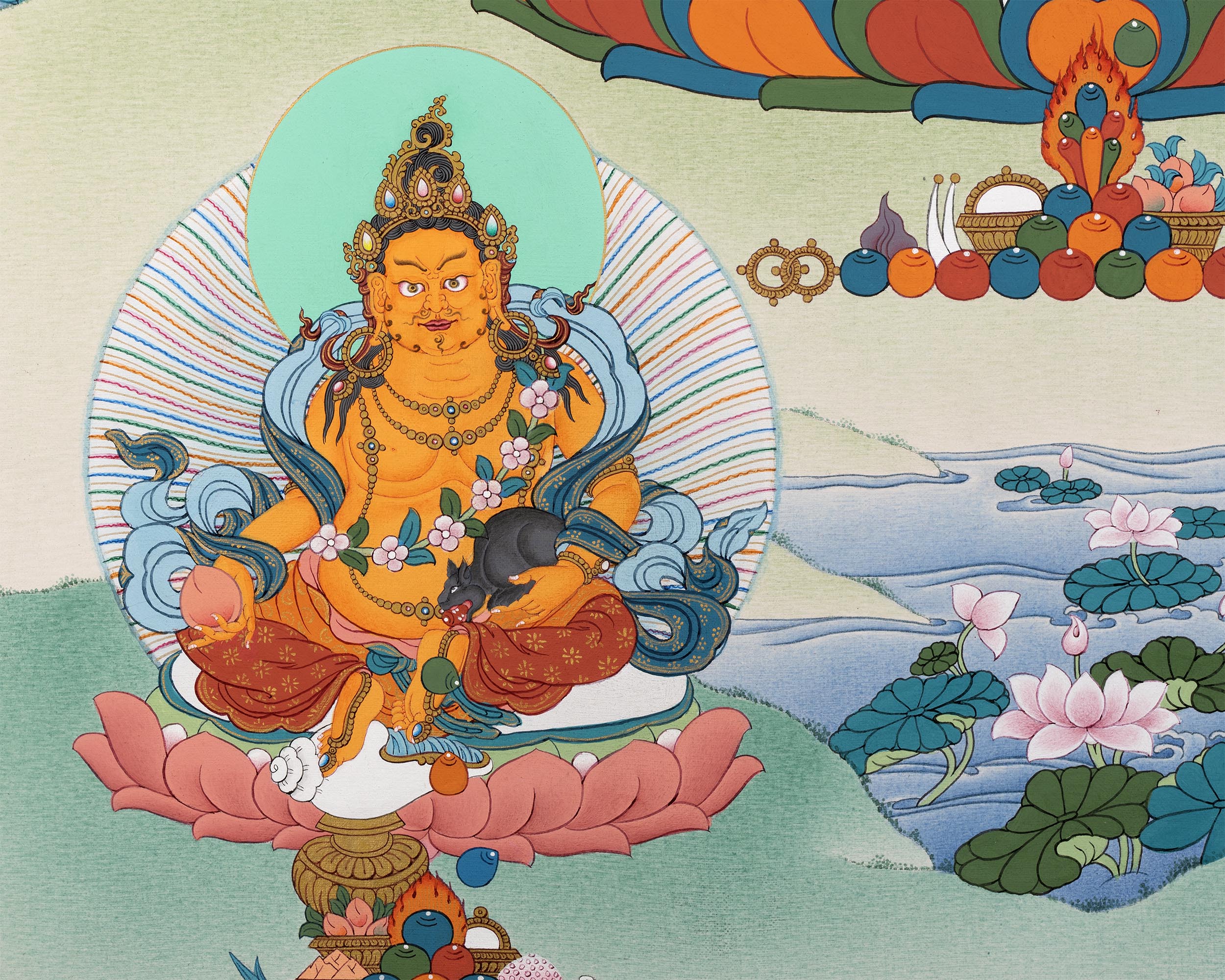 Namtoshe Thangka | Jambala Vasundhara | Tibetan Buddhist Wealth Deities