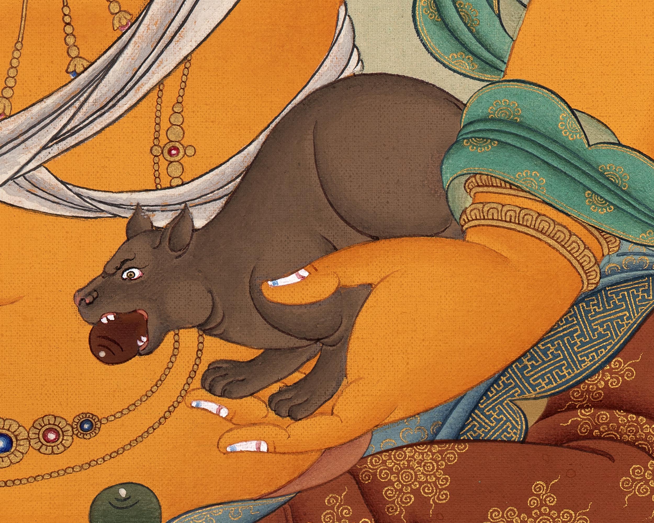 Dzambhala Wealth Deity Thangka | Vajrayana Canvas Print