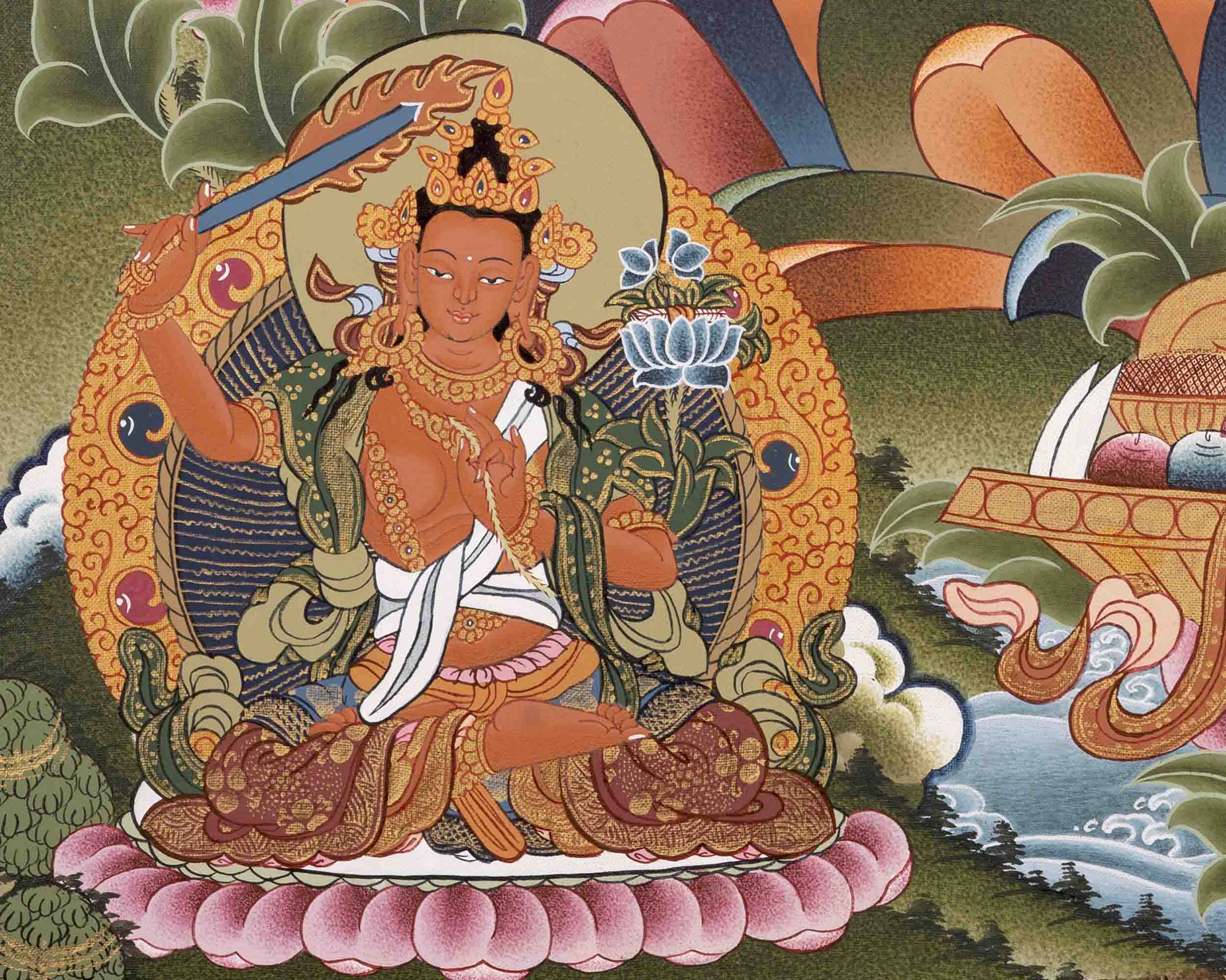 Avalokiteshvara Chengrezig | Wall Hanging Yoga Canvas Thangka