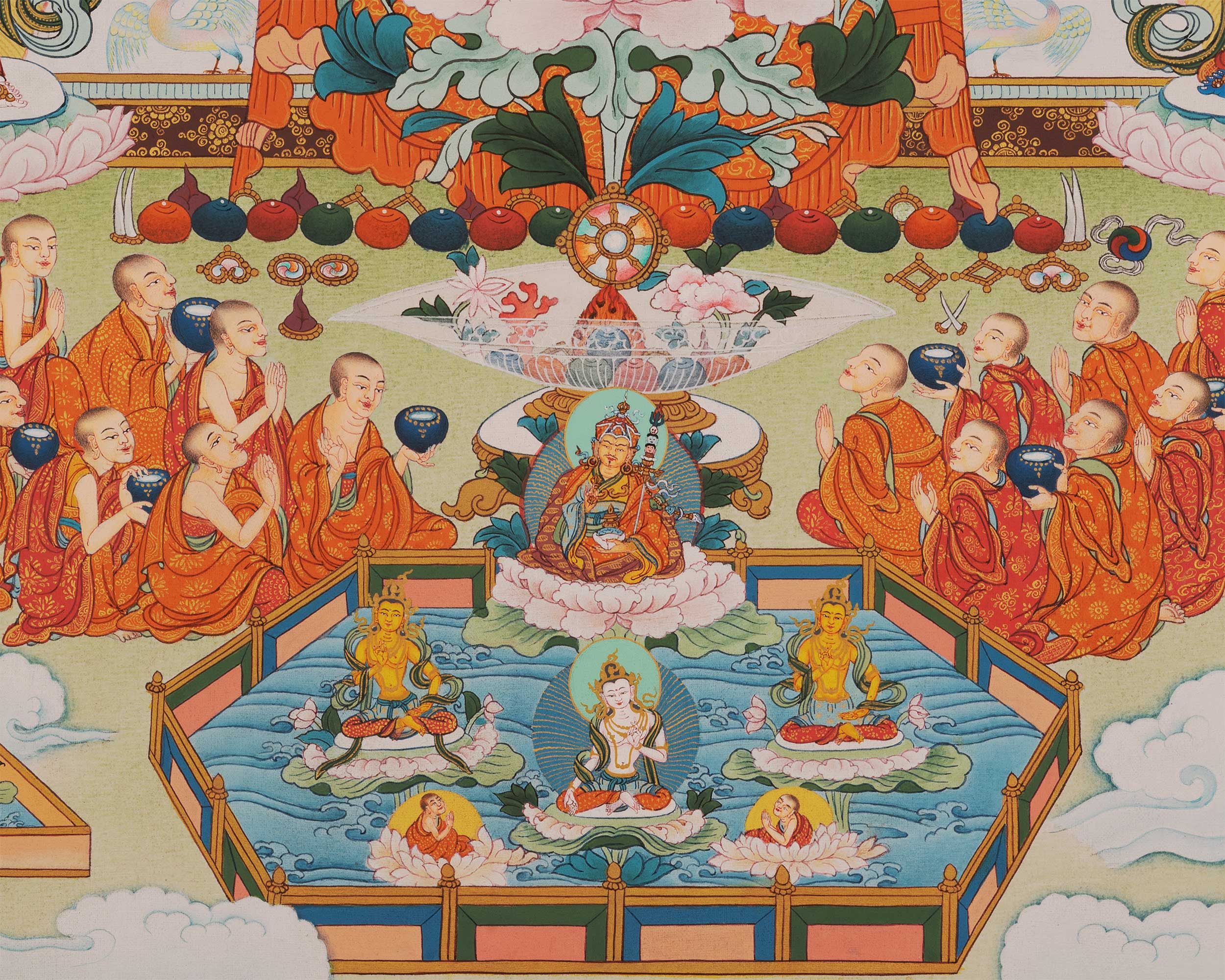 Amitabha Buddha Thangka Singham | Karma Gadri Style Thangka