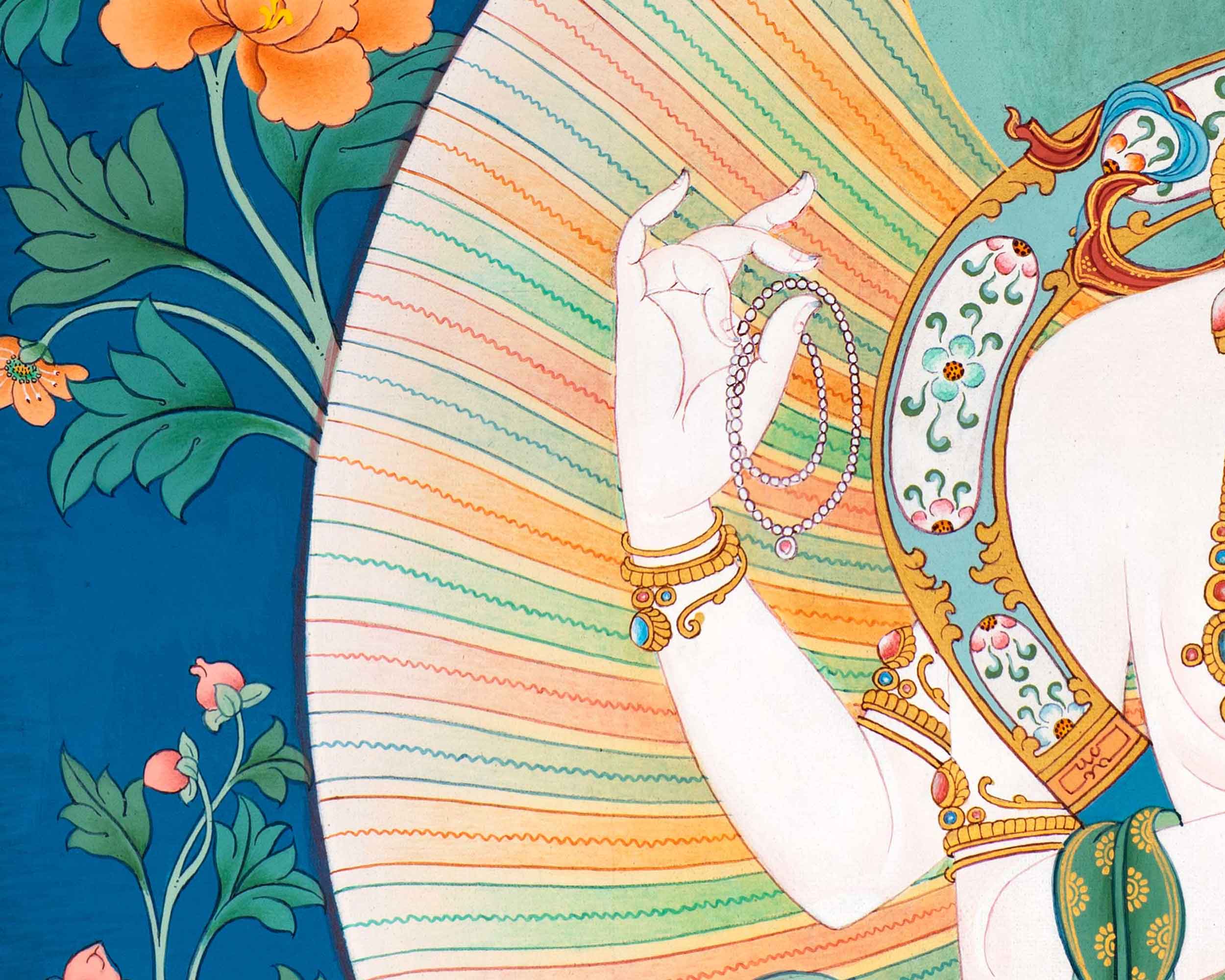 Tibetan Chenrezig Thangka | Buddhist Avalokiteshvara Art For Practice