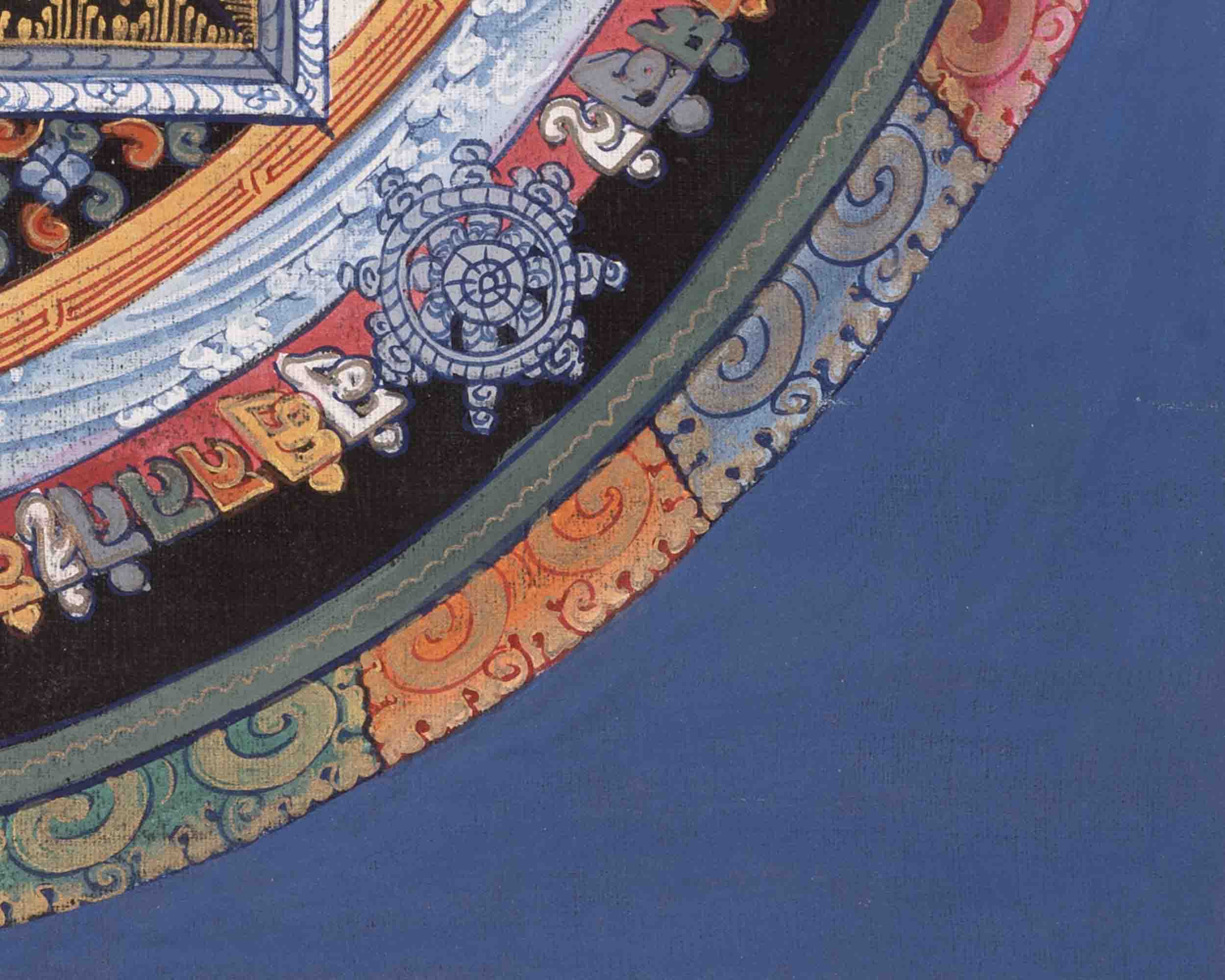 Kalachakra Mandala With Dragon Border | Religious Buddhist Thangka