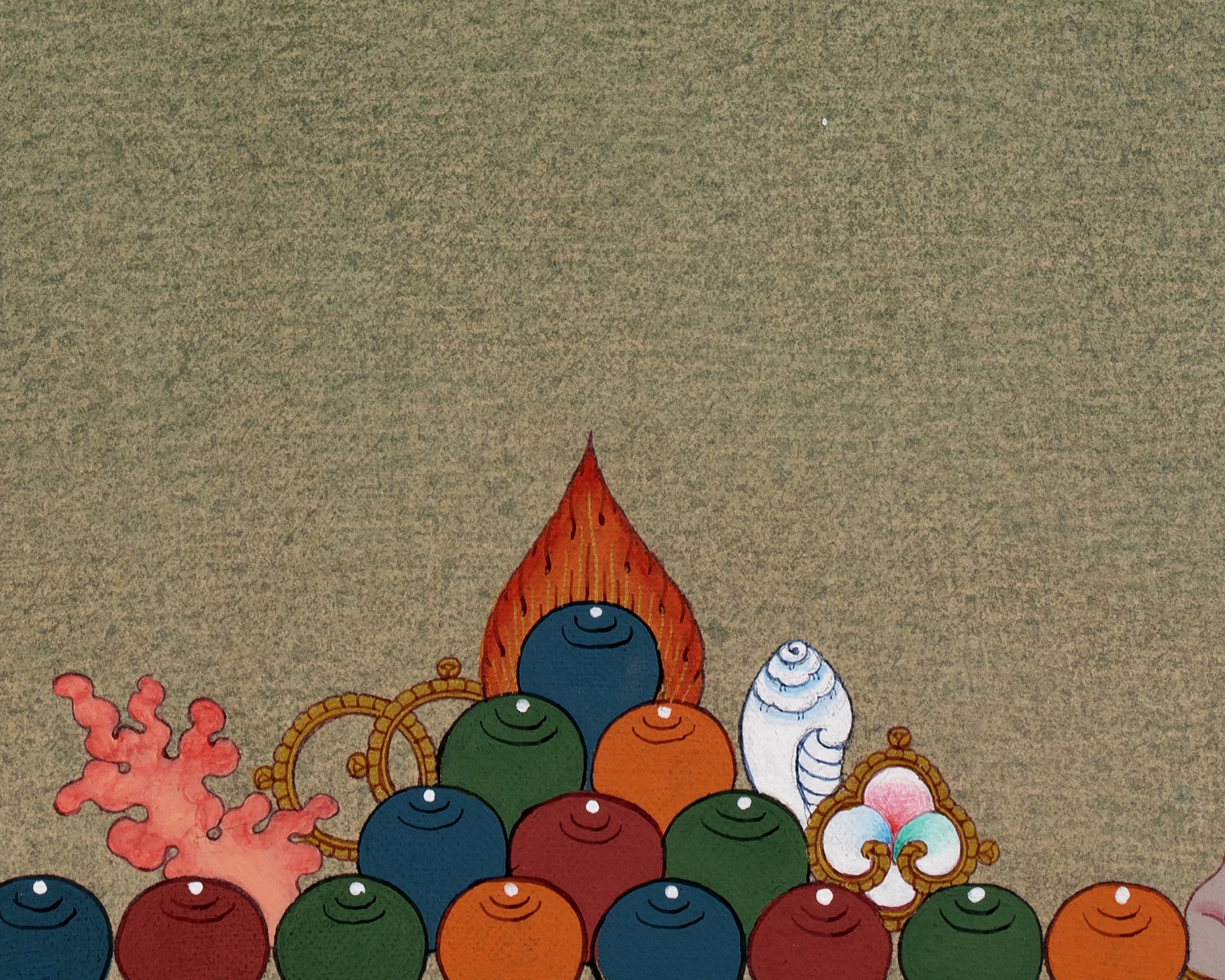 Manjushri With Chenrezig and Vajrapani Thangka | Tibetan Buddhist Thangka Painting