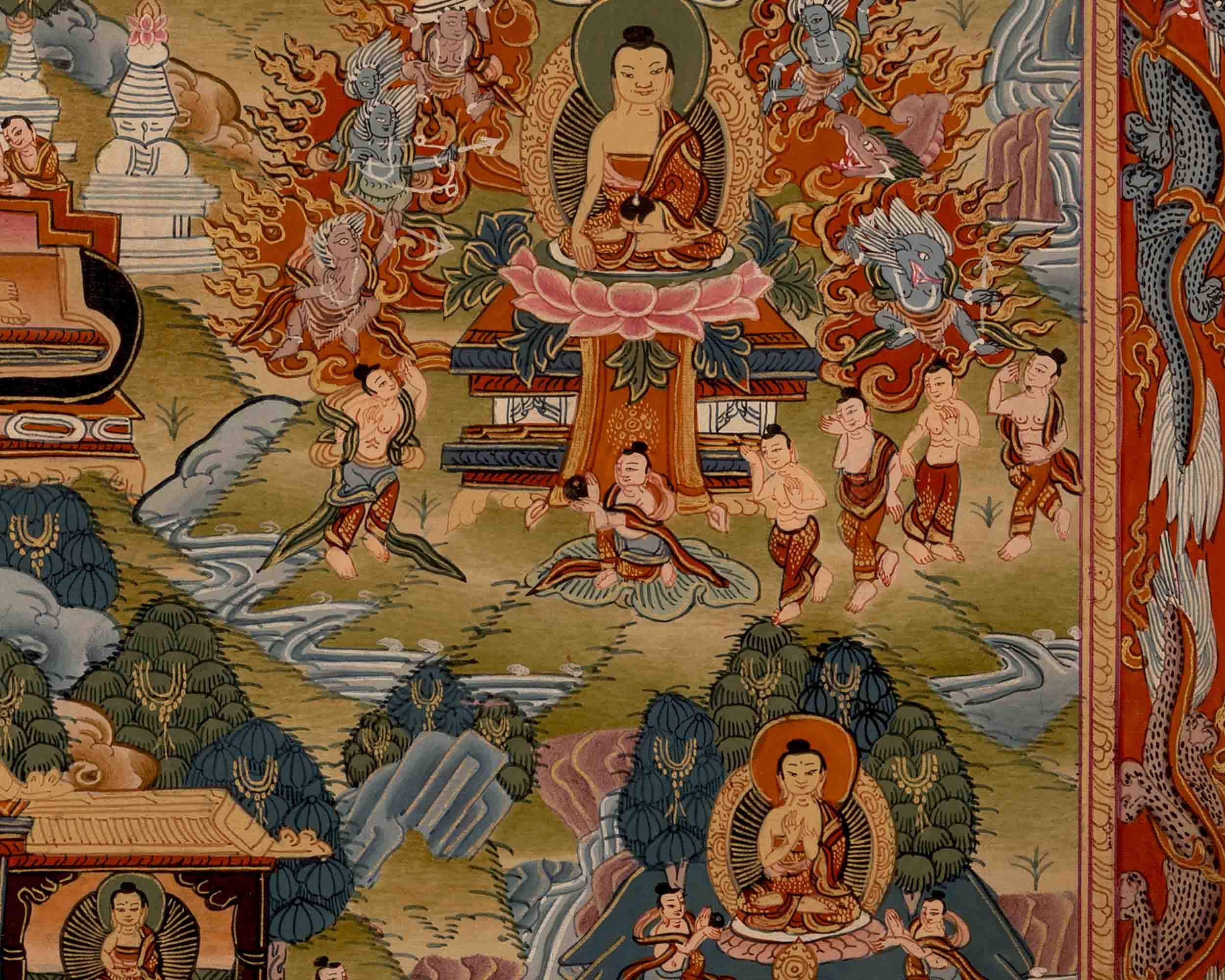 Life Story Of Shakyamuni Buddha | Traditional Tibetan Thangka | Wall Decors