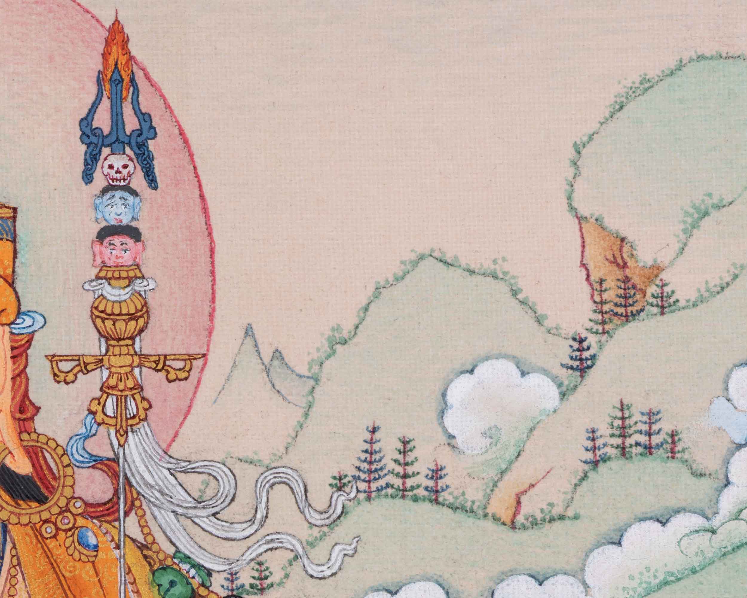 Hand Painted Thangka For Guru Rinpoche Mantra Practice | Traditional Tibetan Master Art