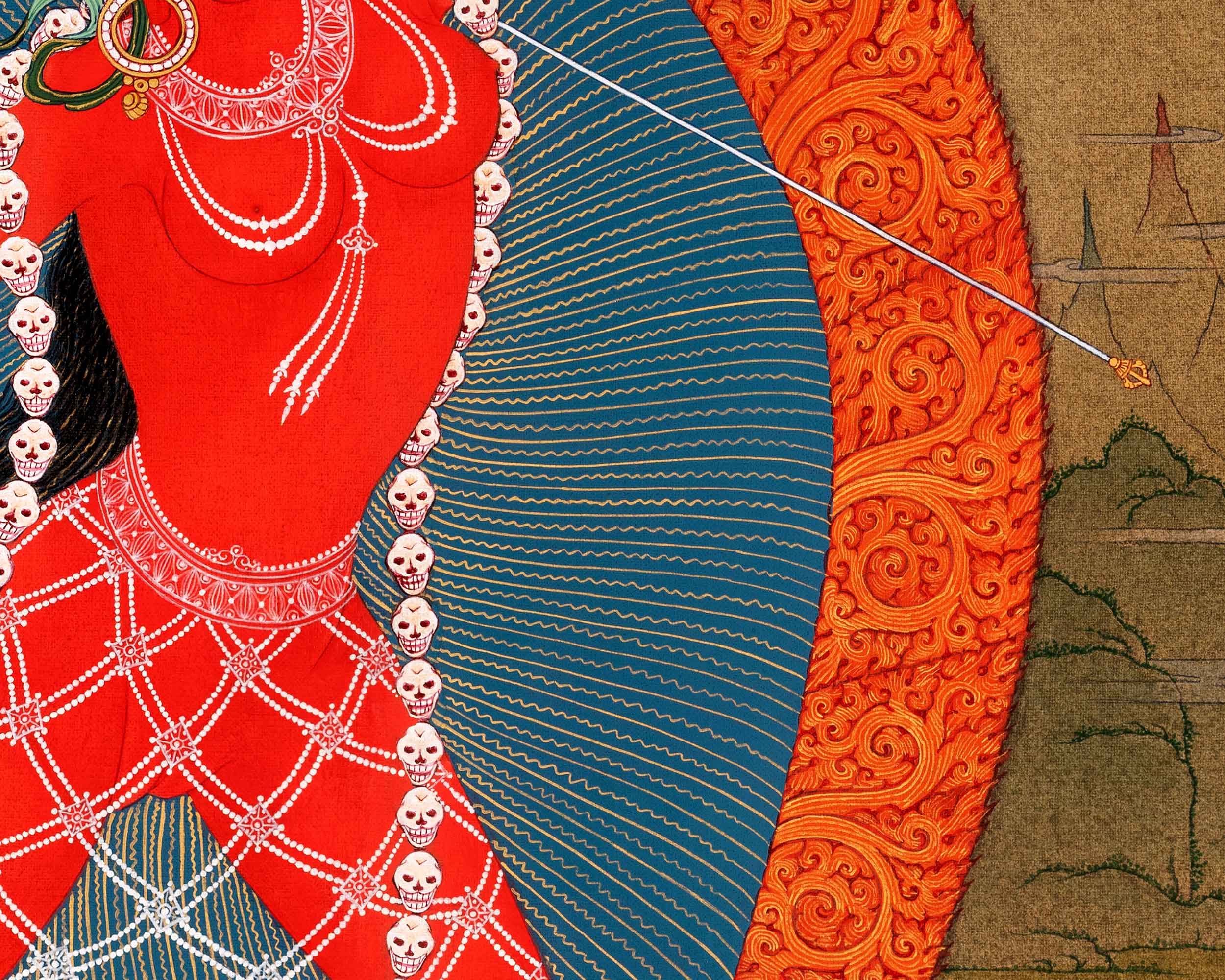 Vajrayogini Practice Hand Painted Thangka | Tibetan 24K Gold Dakini Painting