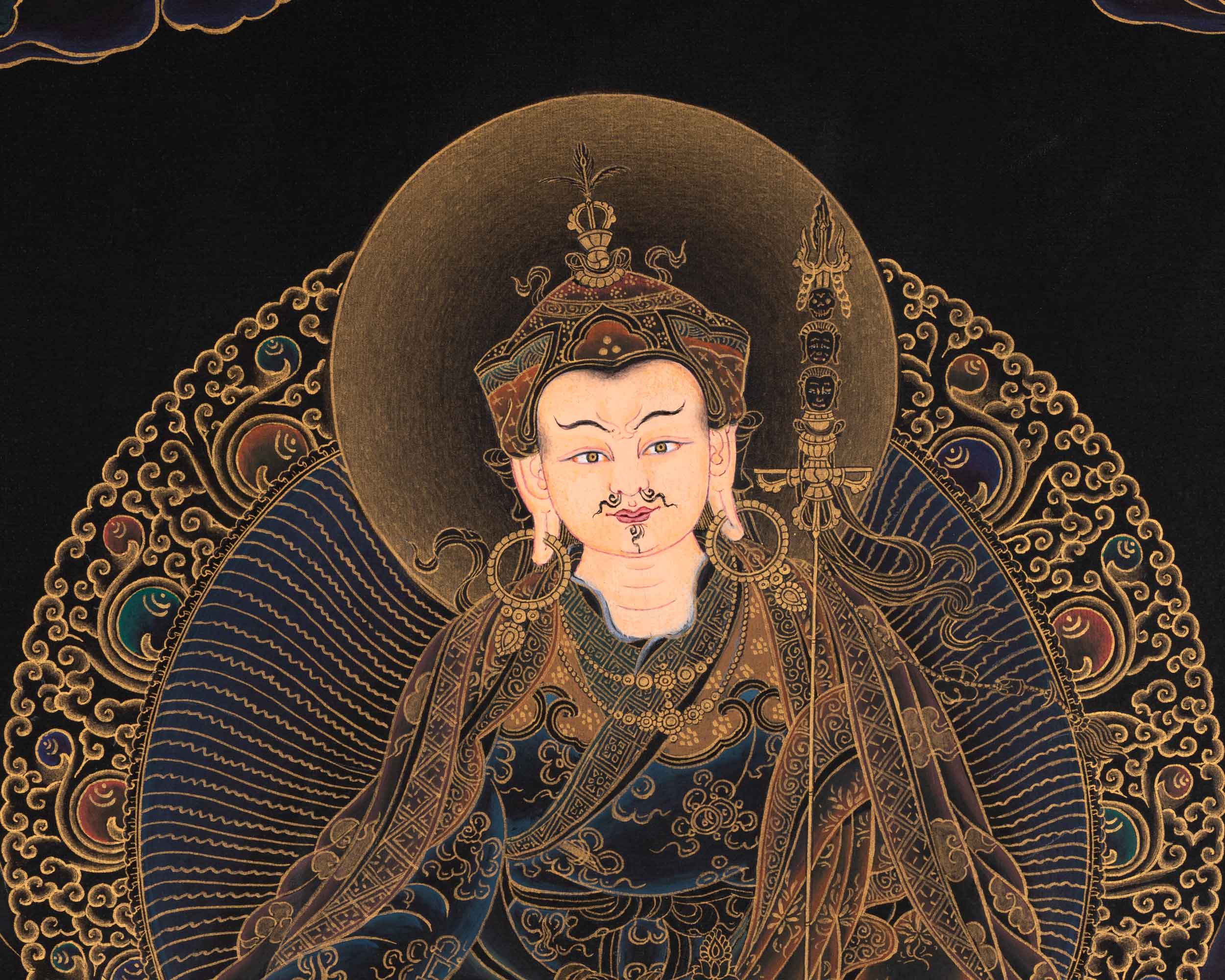 Tibetan Buddhist Master Padmasambhava Thangka | Lotus Born Master Guru Rinpoche Canvas Artwork