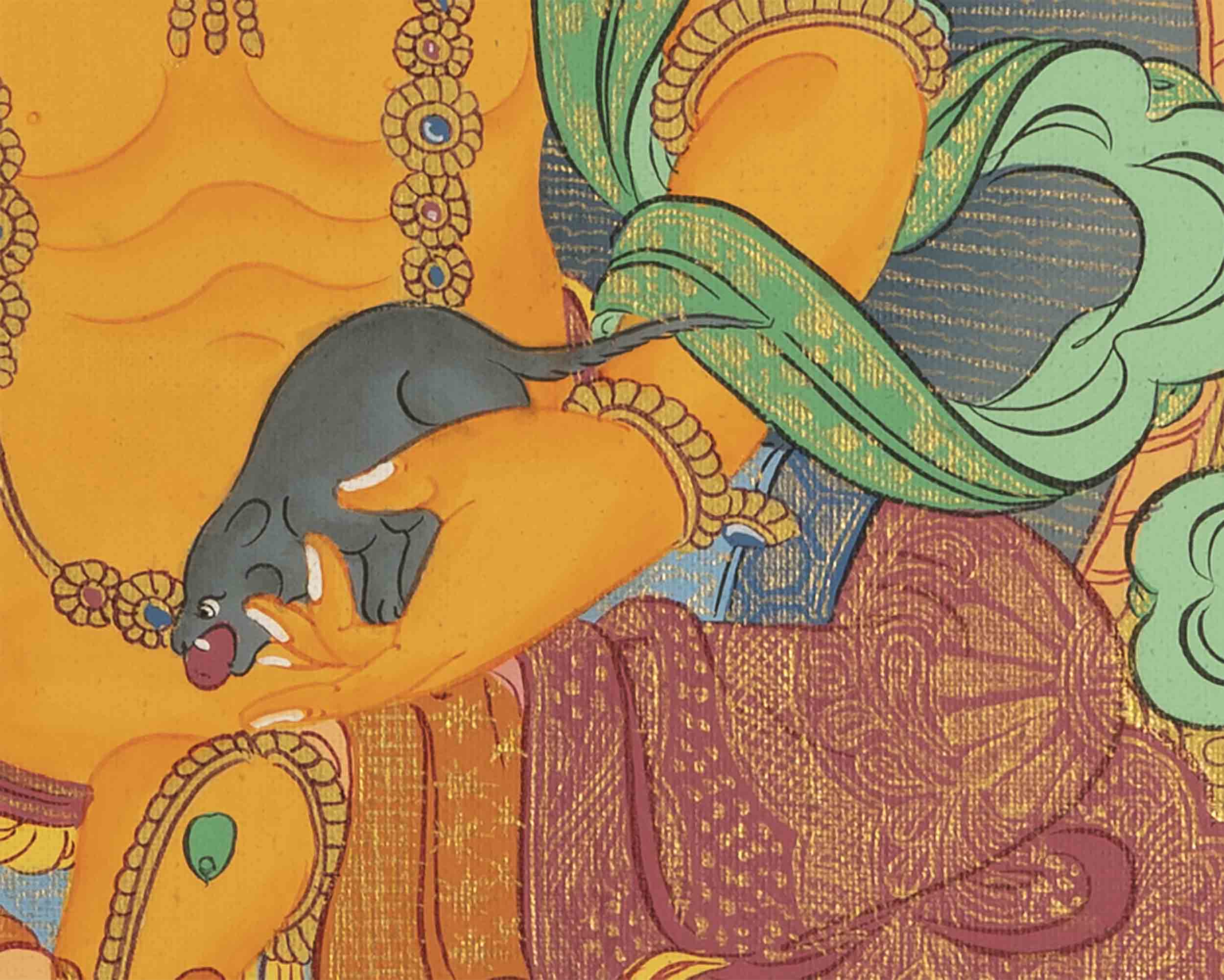 Dzambala Kubera Thangka | Traditional Buddhist Art | Wall Decors