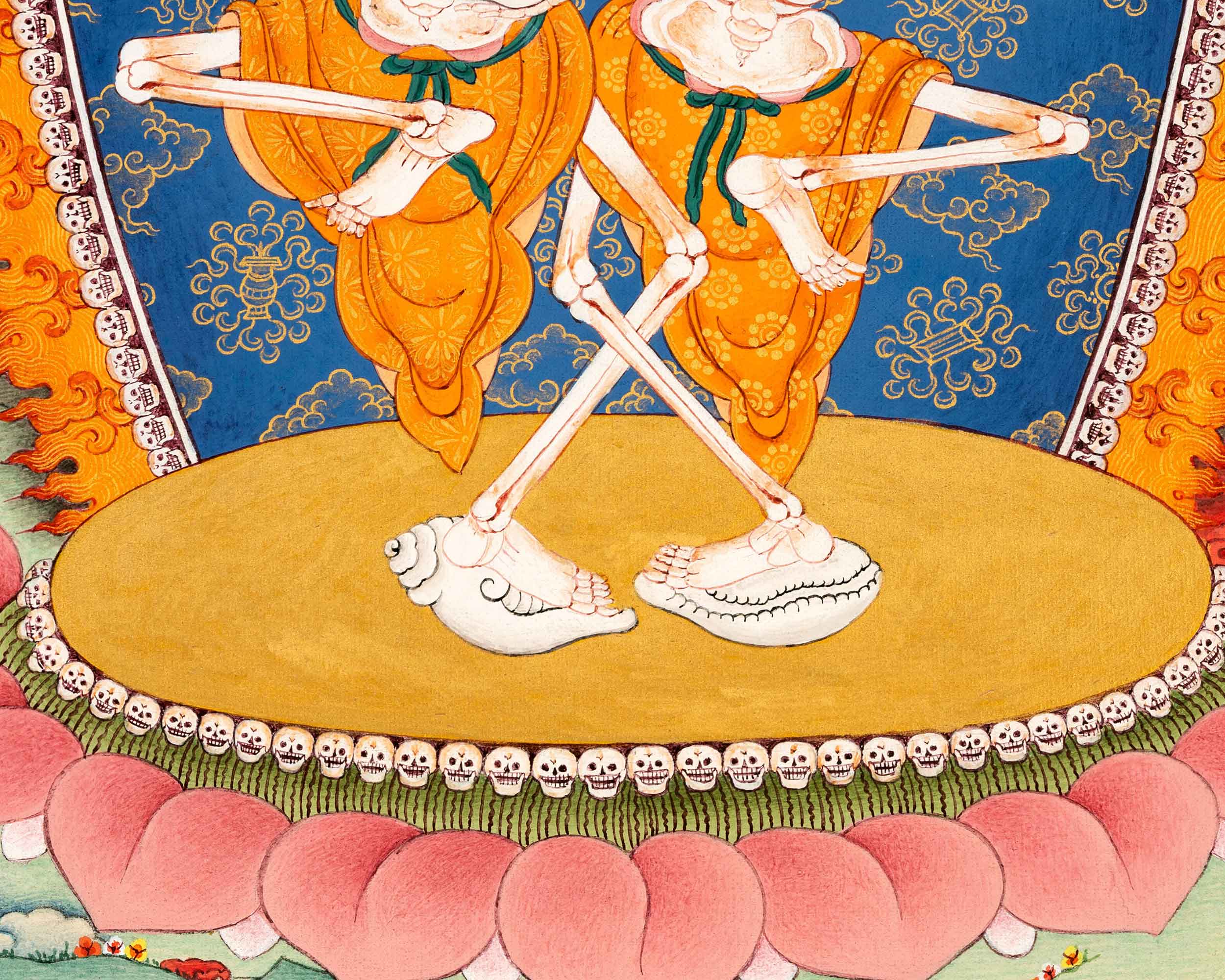 Citipati Thangka, The Dancing Skeletons of Tibetan Buddhism