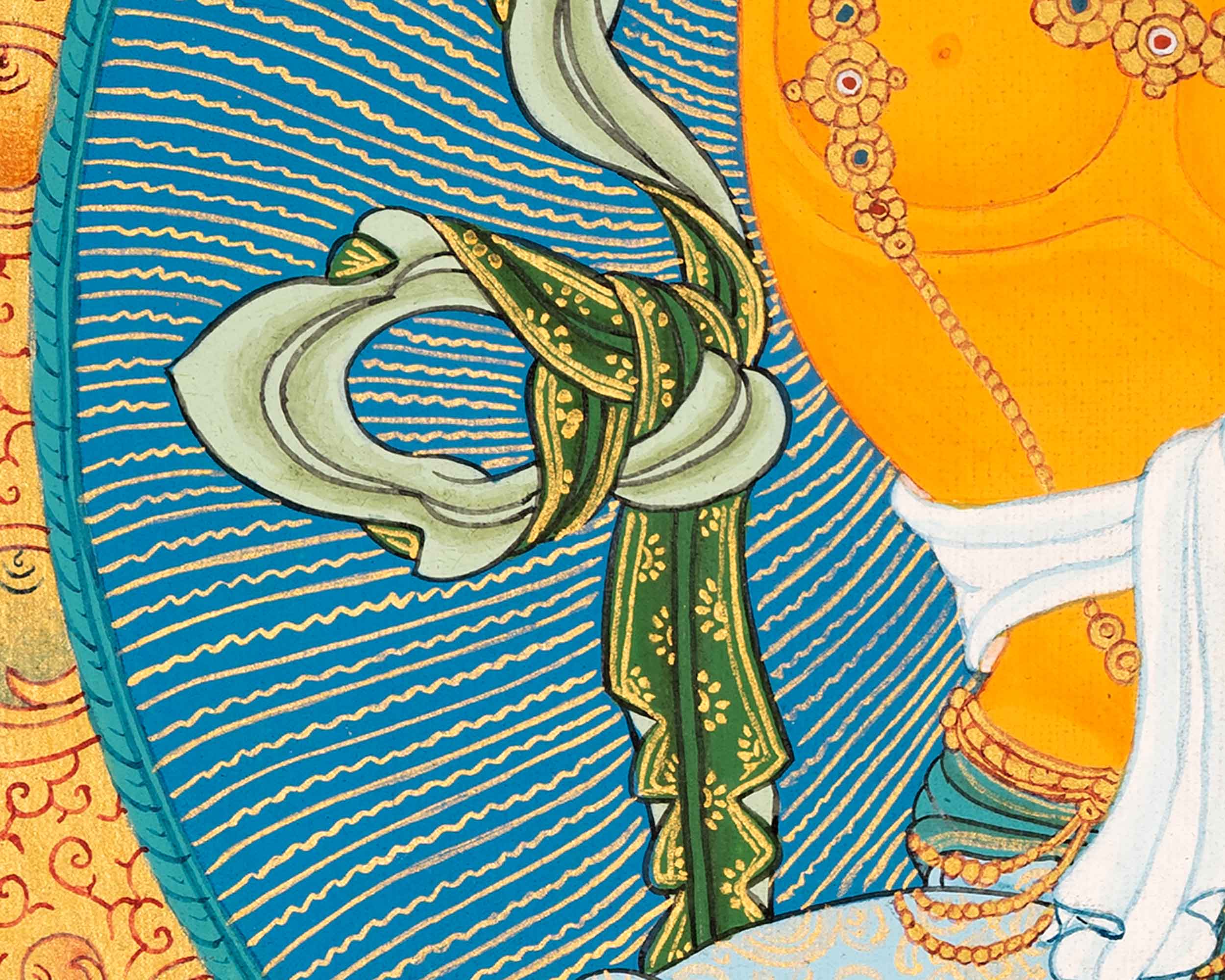 Manjushri Art Thangka | Finely Hand Painted in Cotton Canvas