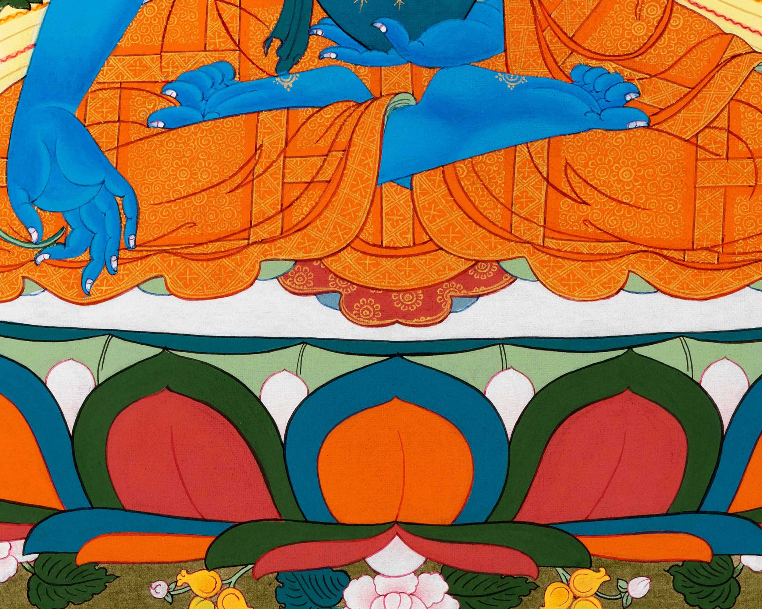 Blue Medicine Buddha Thangka | Hand Painted Buddhist Art