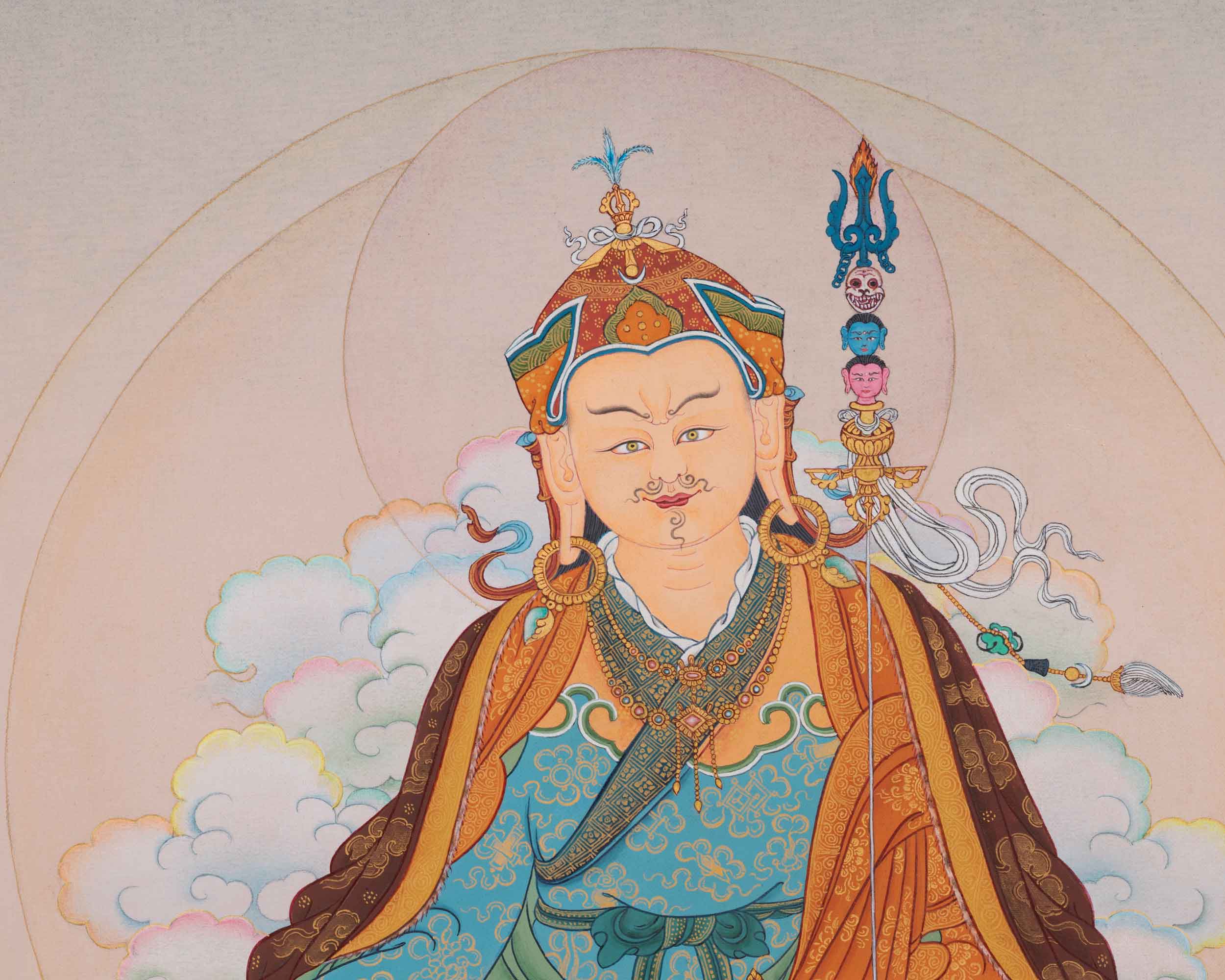 Traditional Tibetan Thangka For Padmasambhava Mantra Practice | Lotus Born Guru Rinpoche Art