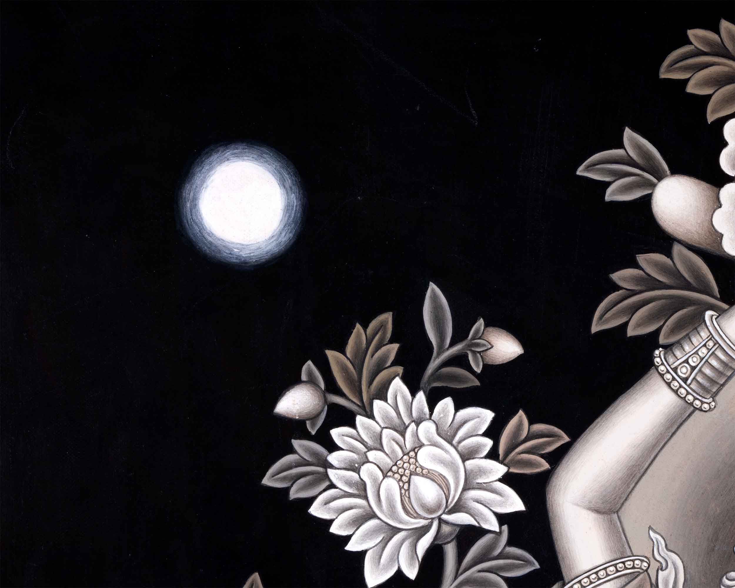 Himalayan Giclee Print For Chenrezig Meditation Practice | Traditional Nepali Pauba Painting