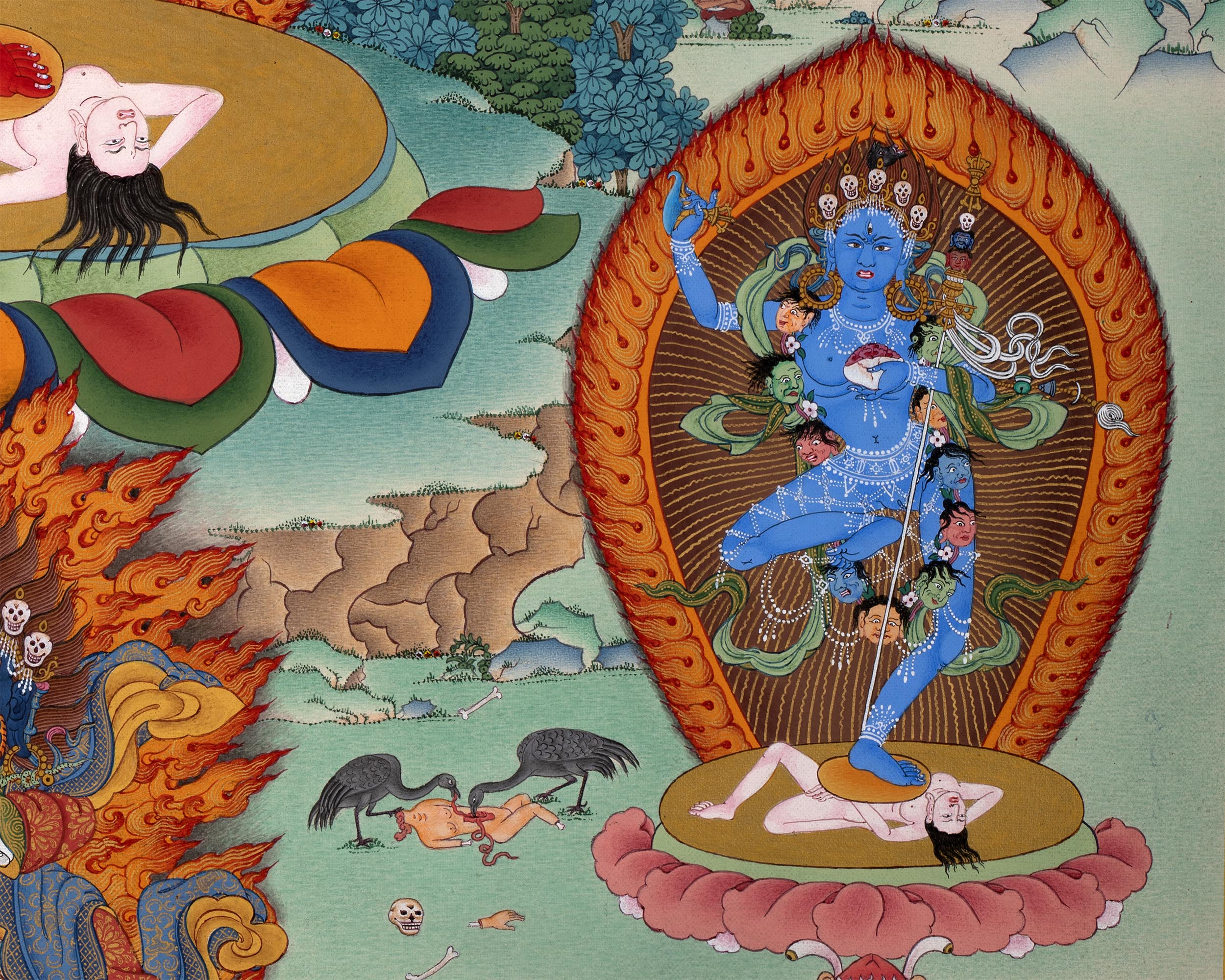 Dorje Phagmo, Vajravarahi Mandala Thangka with Four Dakini, Karma Kagyu Tradition