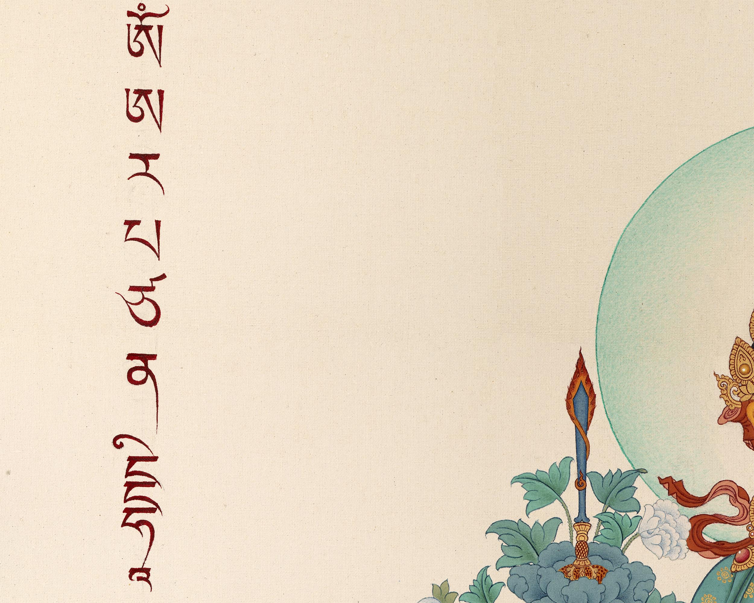 Bodhisattva Manjushri Thangka | Tibetan Hand Painted Art