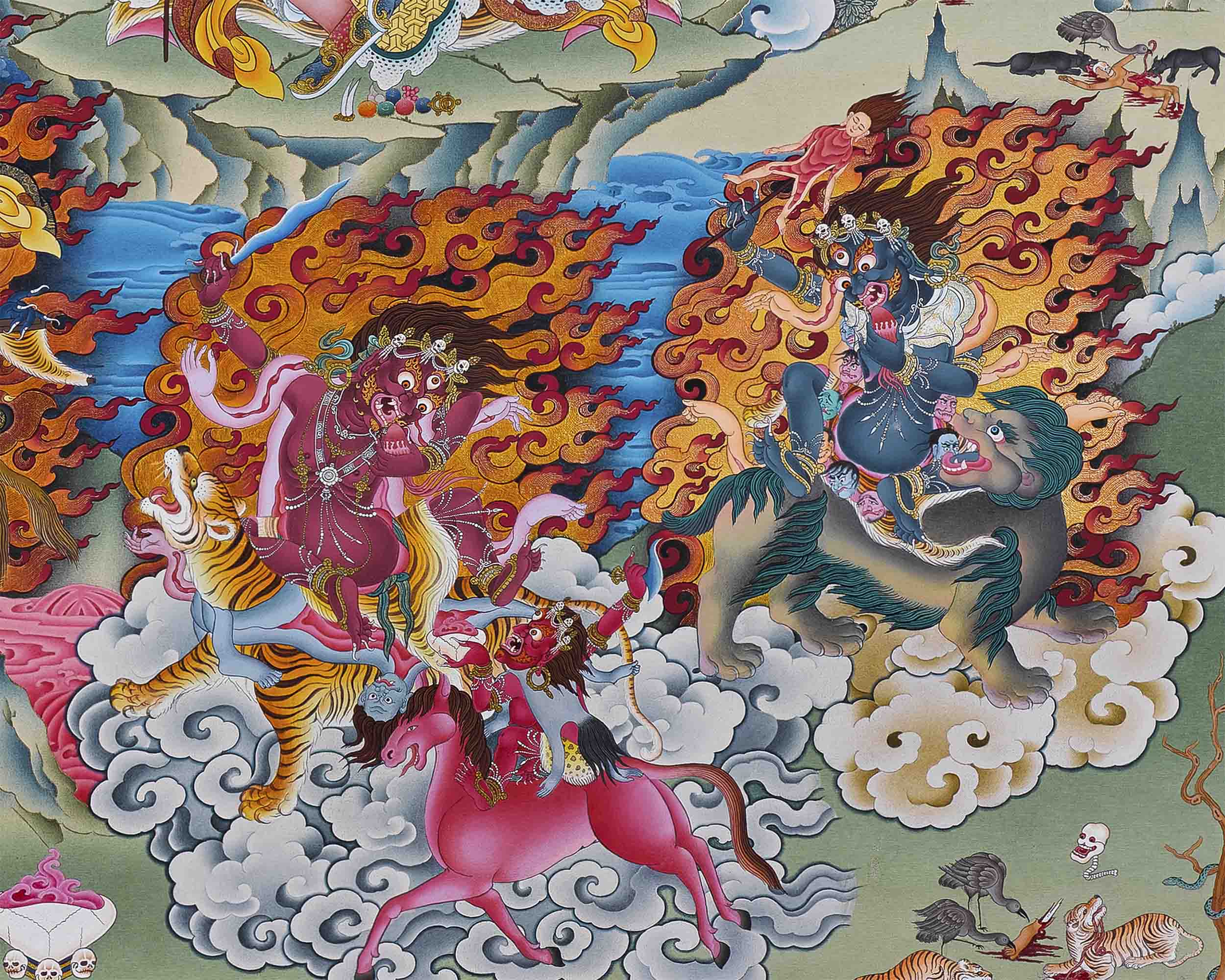 Dorje Drolo Practice Thangka | Hand Painted Dudjom Rinpoche Thangka