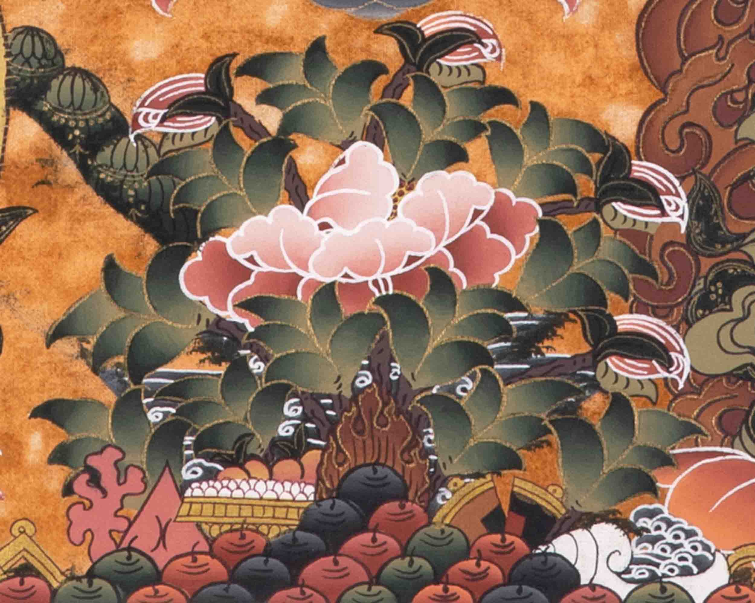 Manjushree With Purple Flower Brocade | Mindfulness Meditation Object