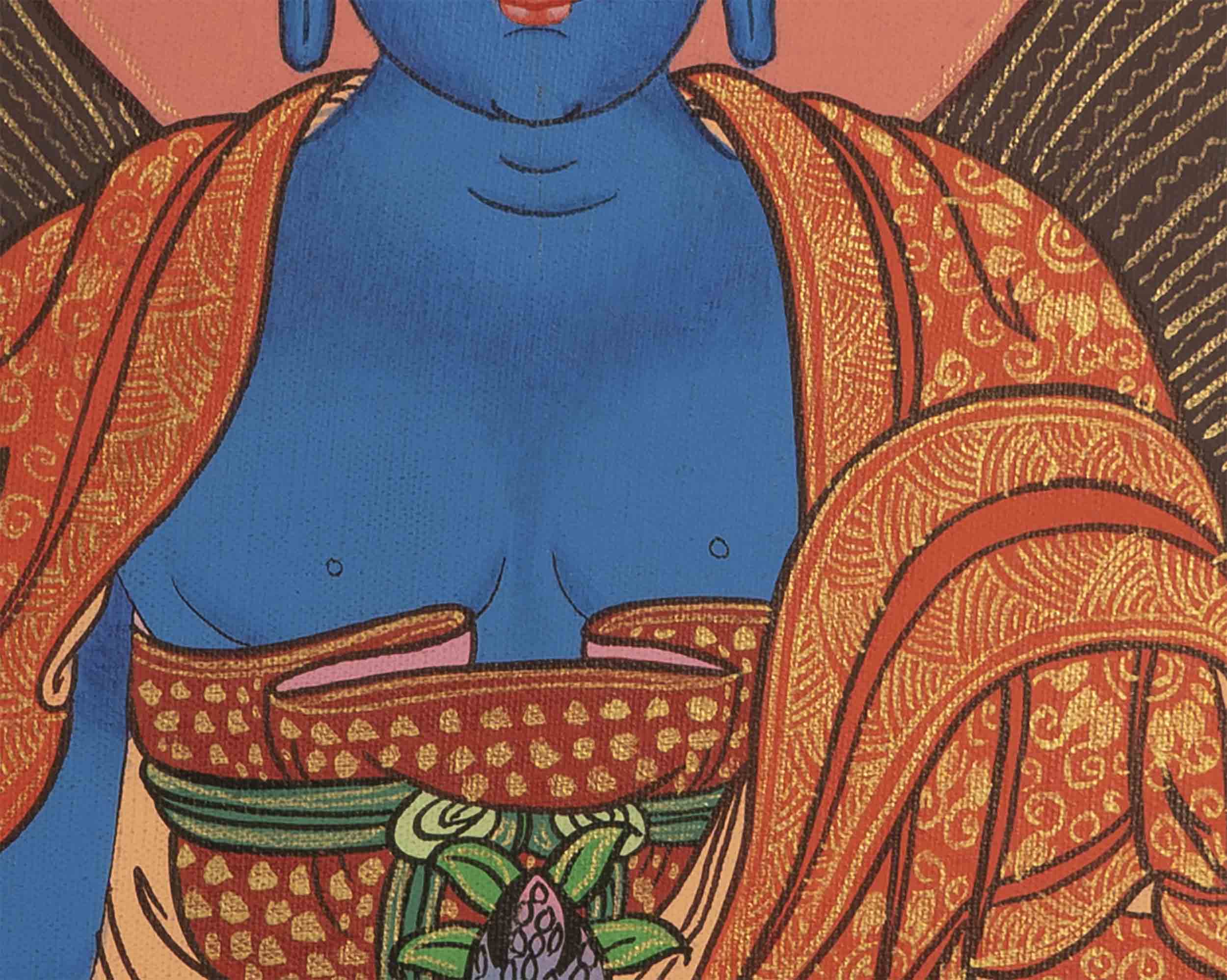 Medicine Buddha Thangka | Buddhist Ritual Wall Hanging Thangka