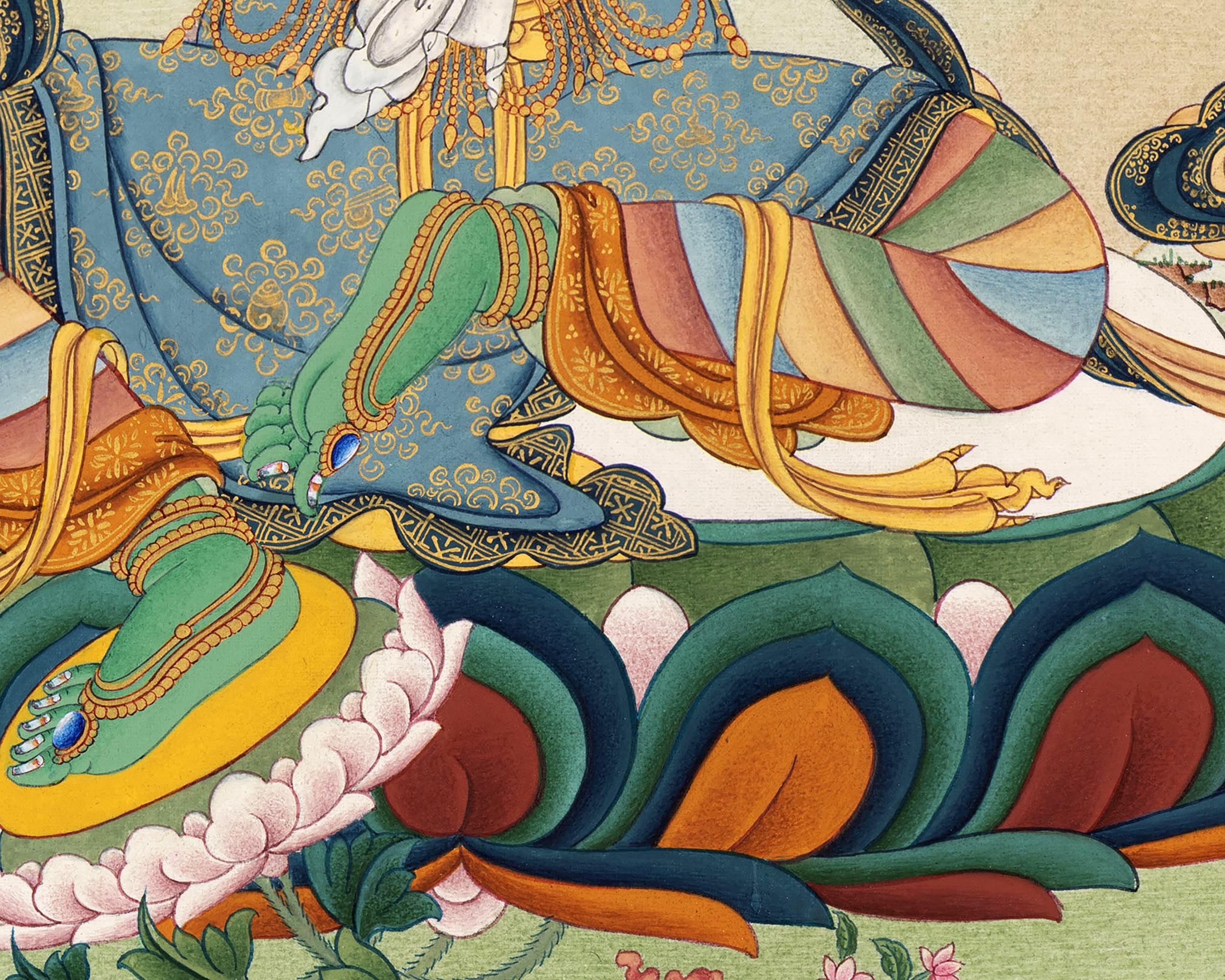 Green Tara Goddess | Traditionally Hand Painted Mother Tara Thangka