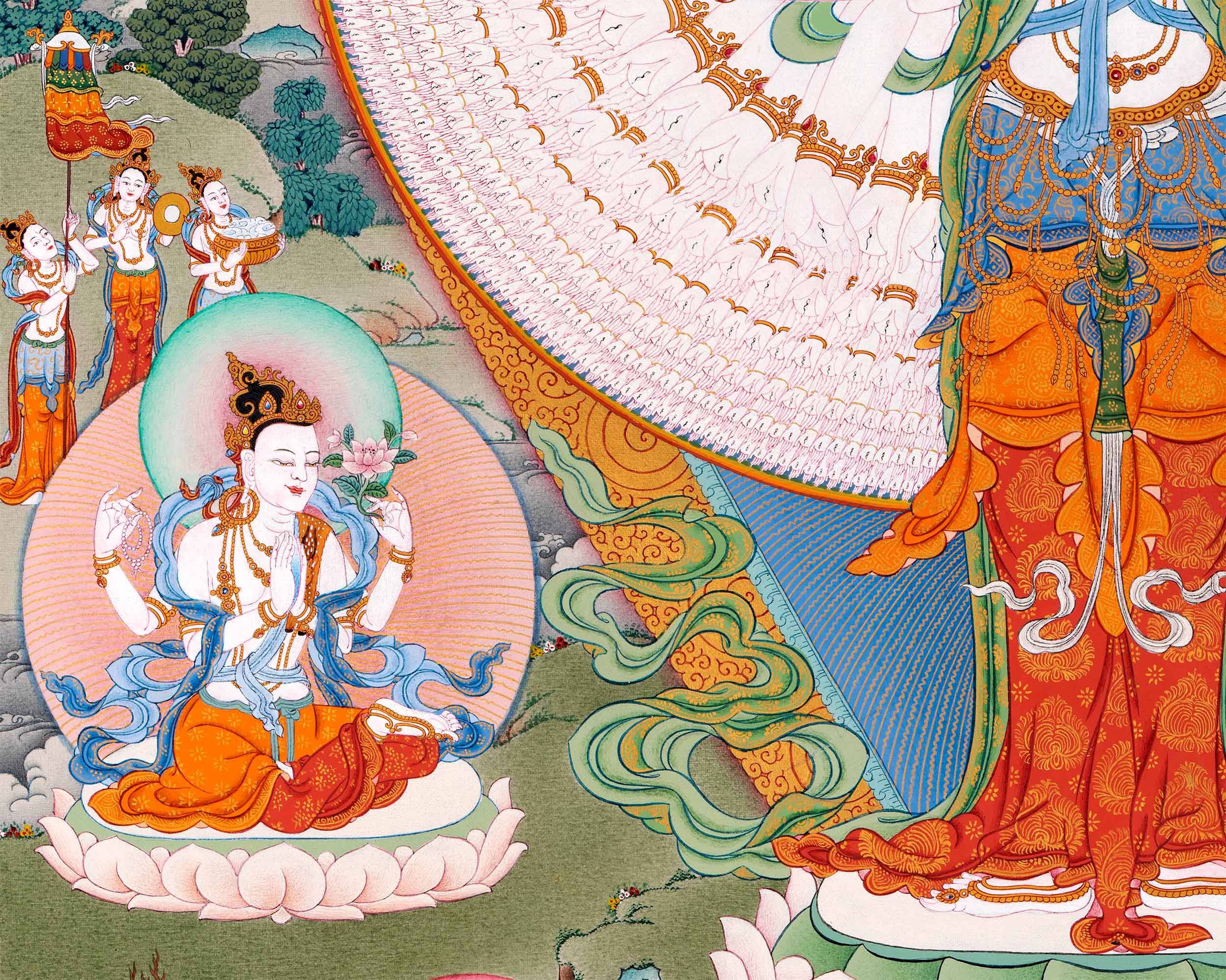 1000 Armed Chenrezig Avalokiteshvara Thangka | Tibetan Buddhist Art