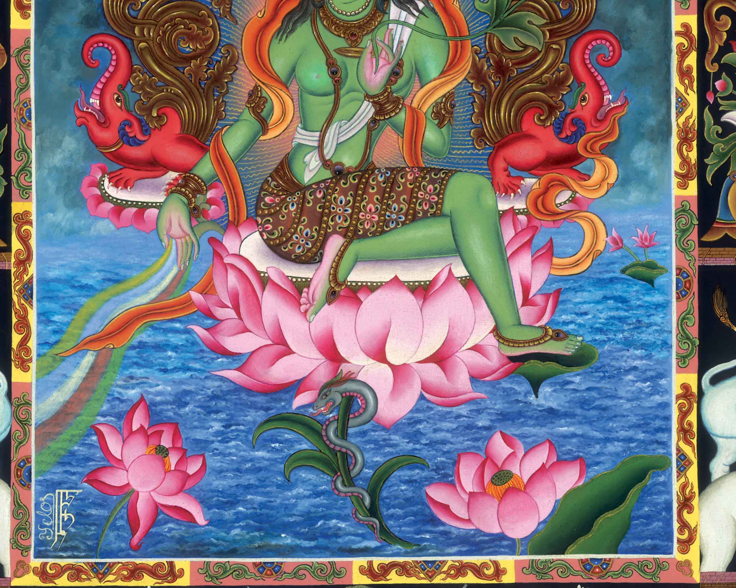 Tibetan Green Tara Prints | Giclee Canvas Digital Prints
