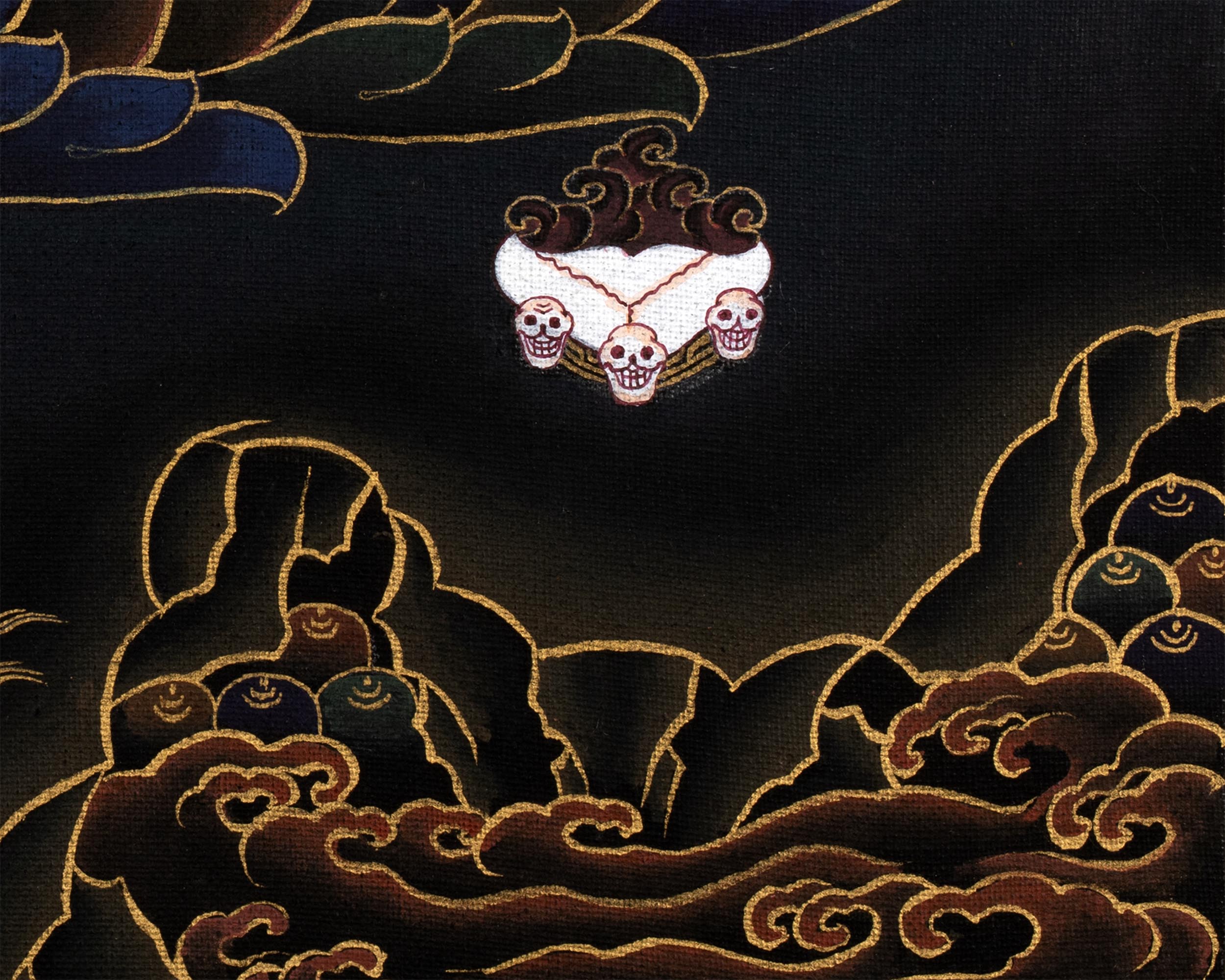 Mahakala Bernagchen Thangka | Traditional Black and Gold Painting