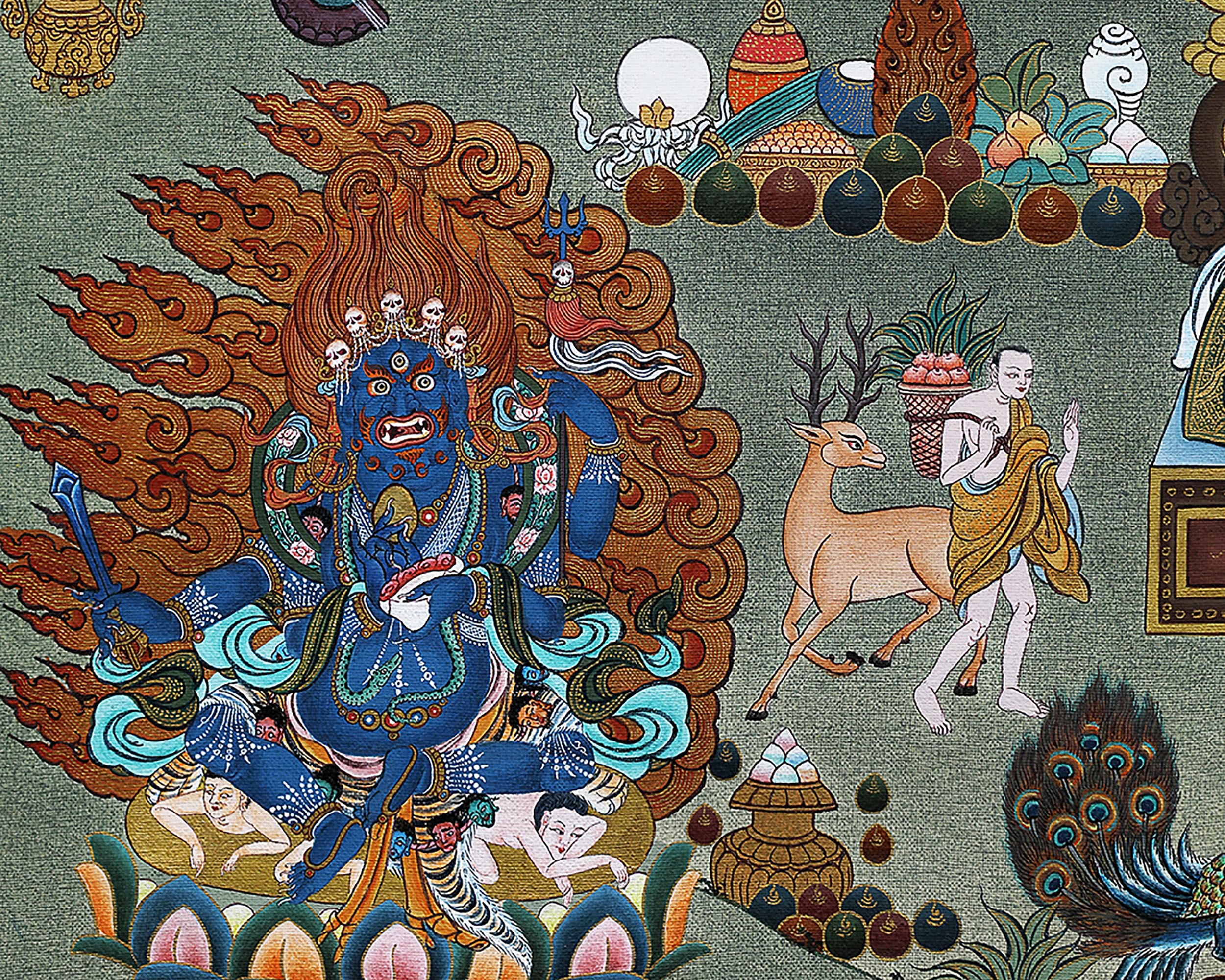 Rare Marpa Milarepa Thangka, Kagyu Lineage Master, Himalayan Vajrayana Buddhist Art