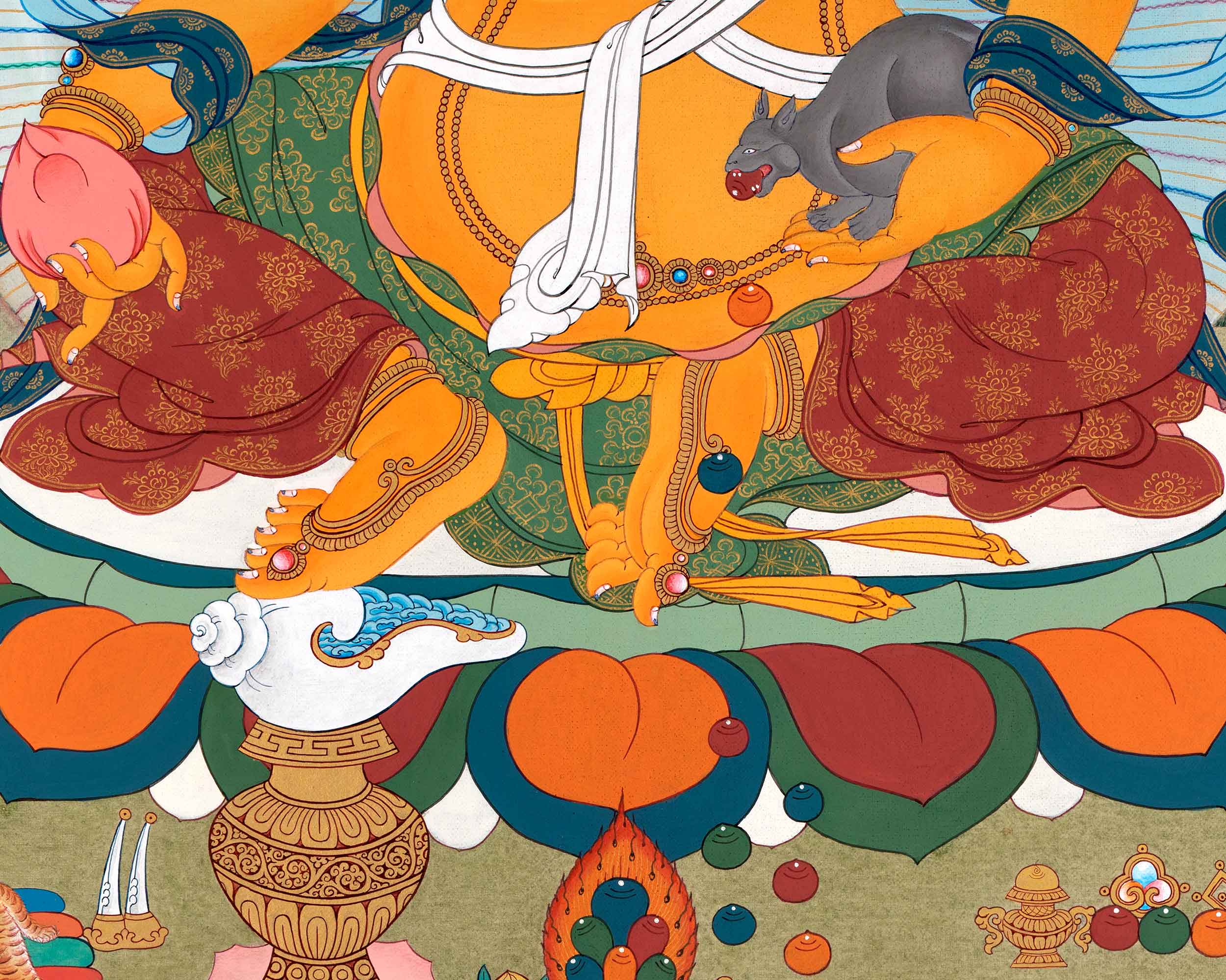 Dzambhala Tibetan Thangka | Traditionally Hand Painted Art