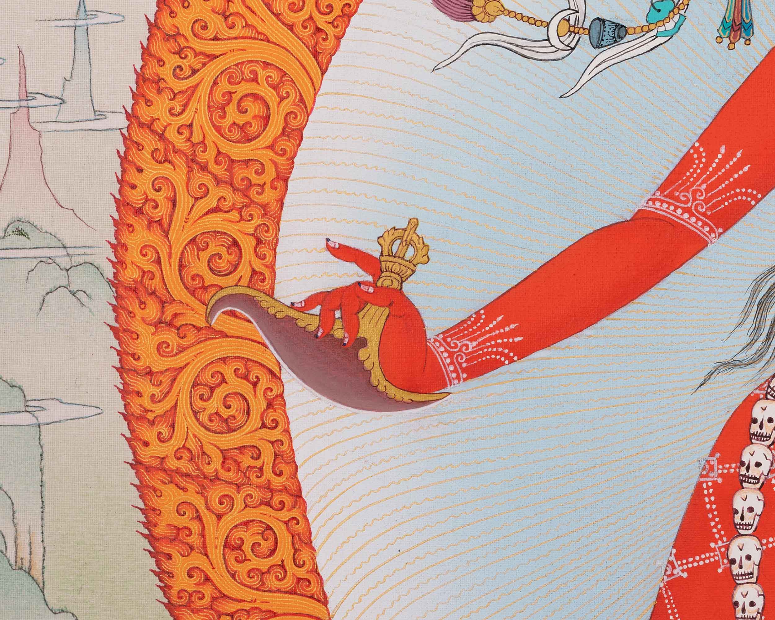 Vajrayogini Art | Tibetan 24K Gold Dakini Painting (includes Brocade)