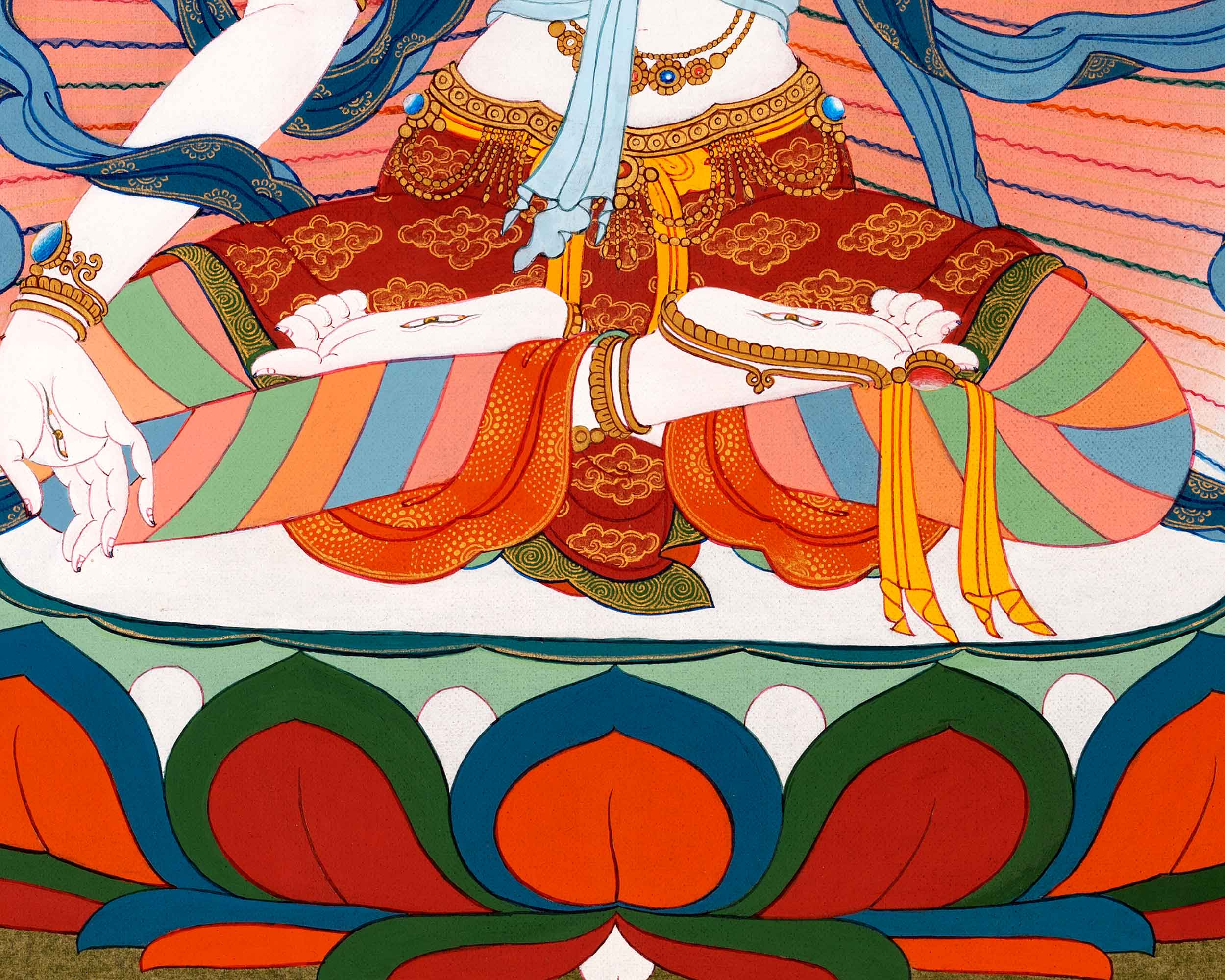 White Tara Painting | Hand Painted Tibetan Buddhist Art