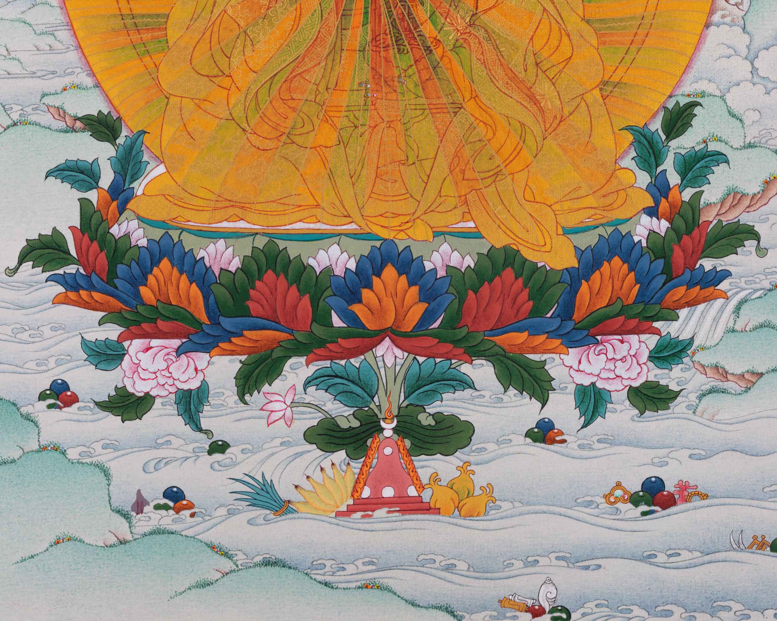 Lotus Master Guru Rainbow Body Thangka | Tibetan Buddhist Master Guru Rinpoche Art