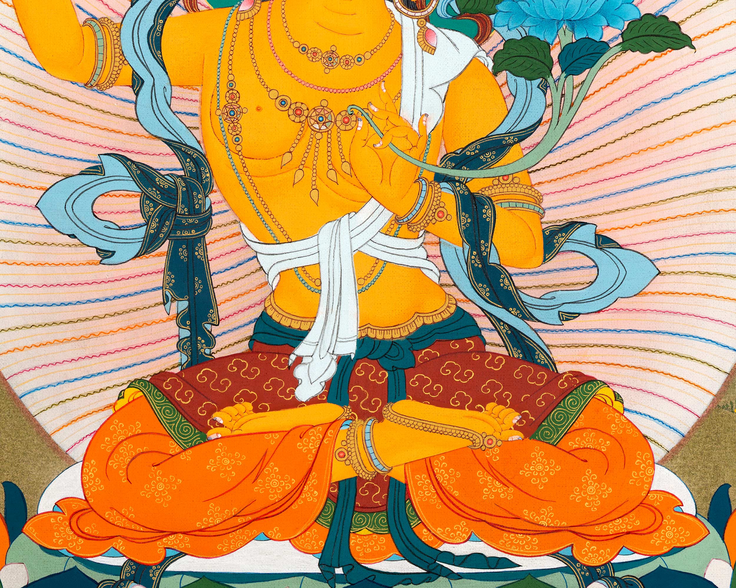 Manjushree Thangka | Manjushri With Others | Tibetan Thangka Painting