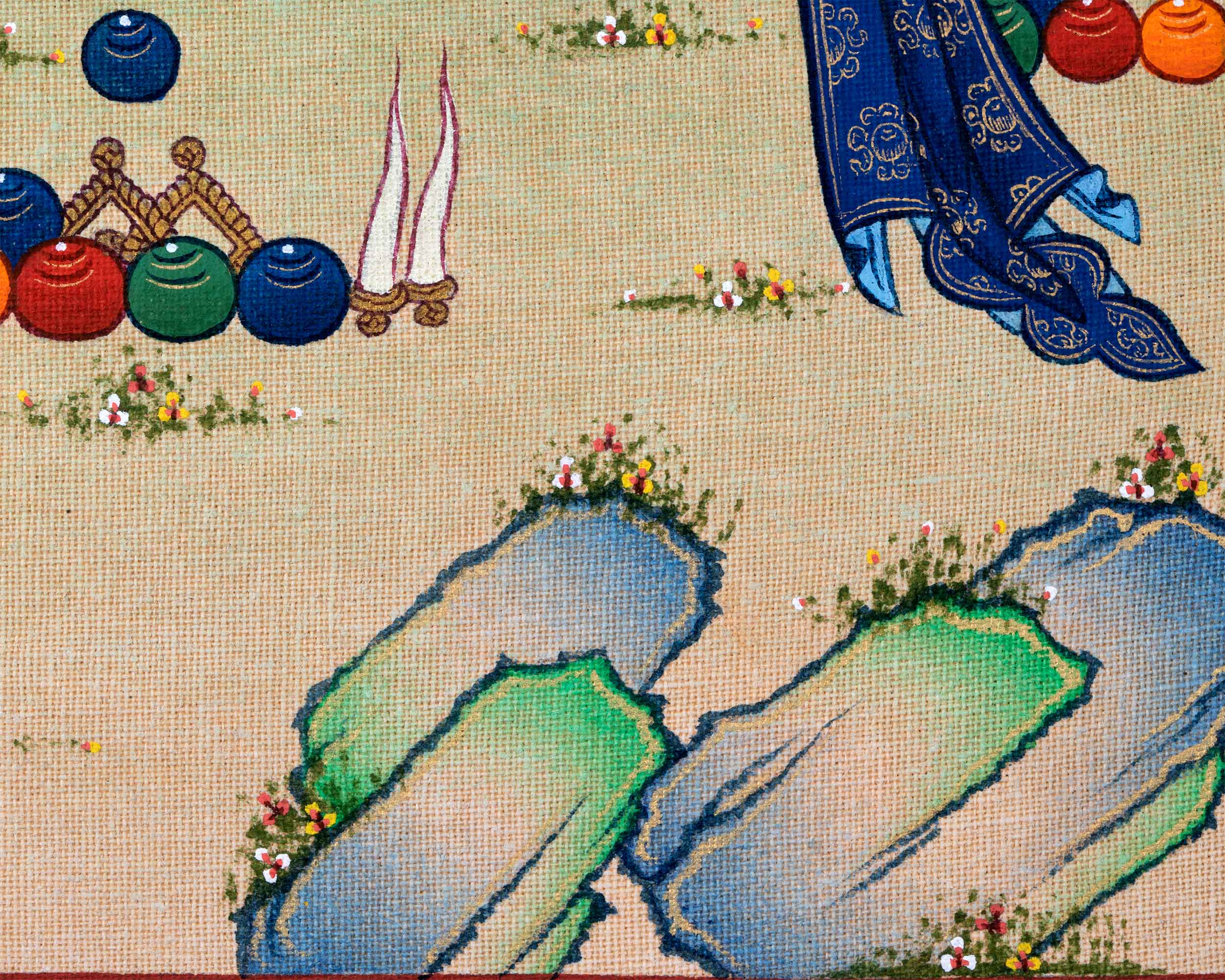 Tibetan Poster Of Dzambhala God Of Wealth | Traditional Tibetan Deity Canvas Print