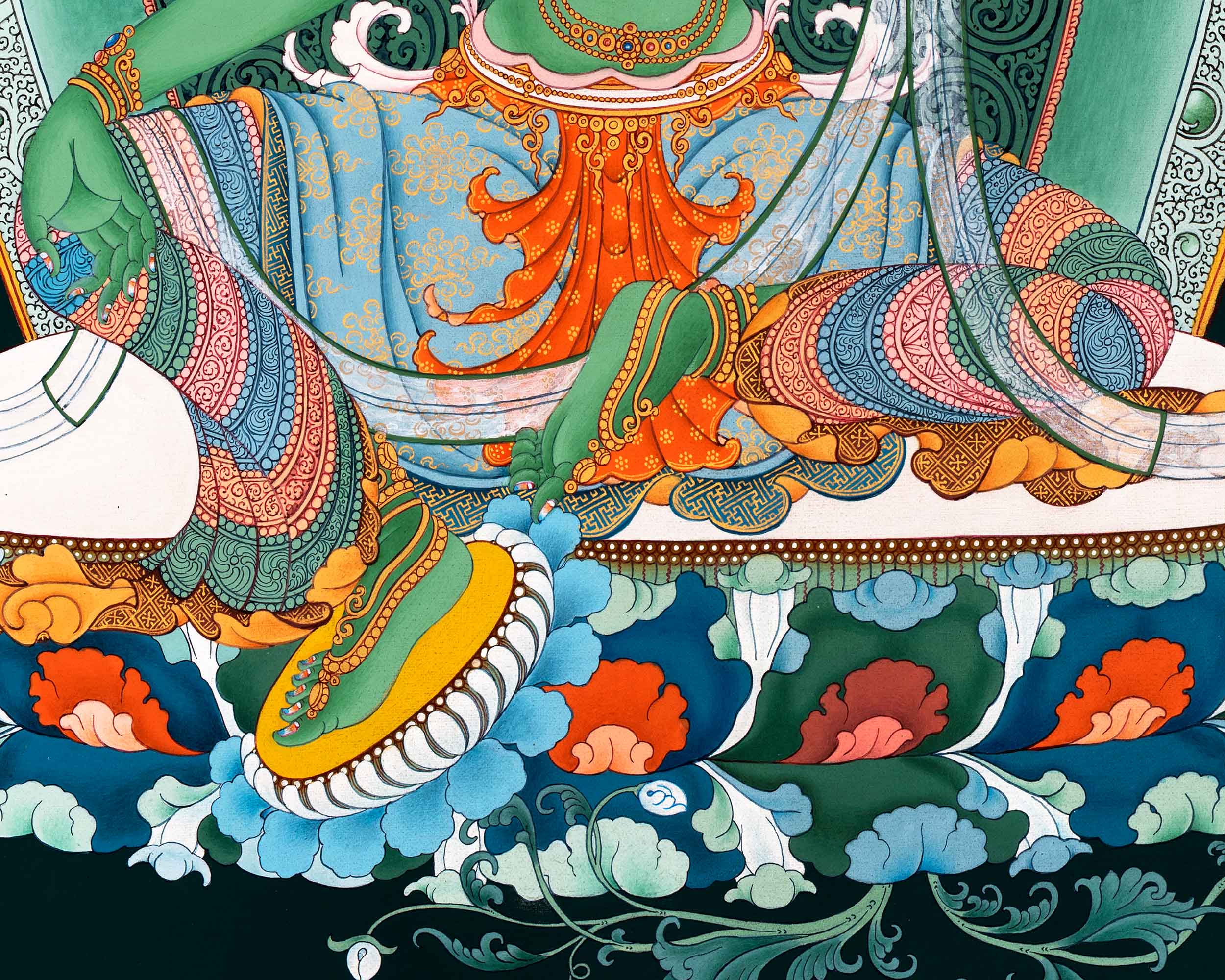 Green Tara Mother Thangka | Traditional Female Buddha Art