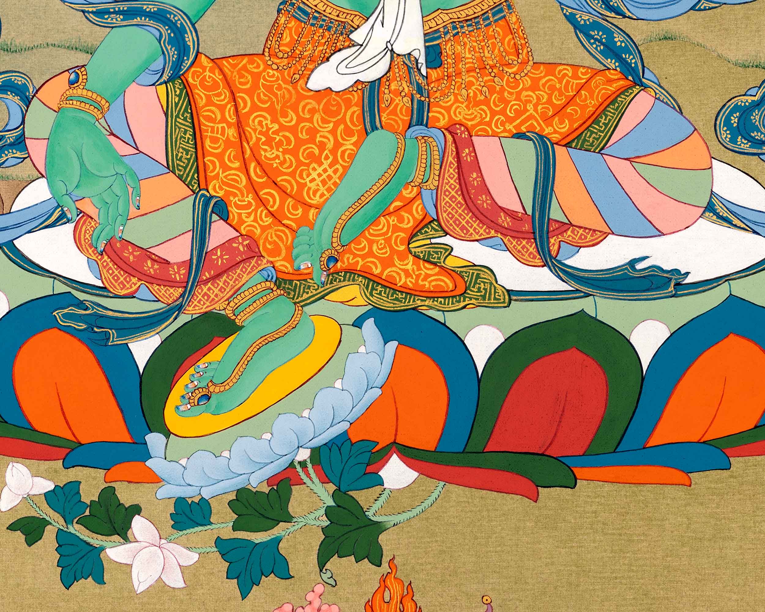 Green Tara Healing Thangka | Traditionally Hand Painted Art