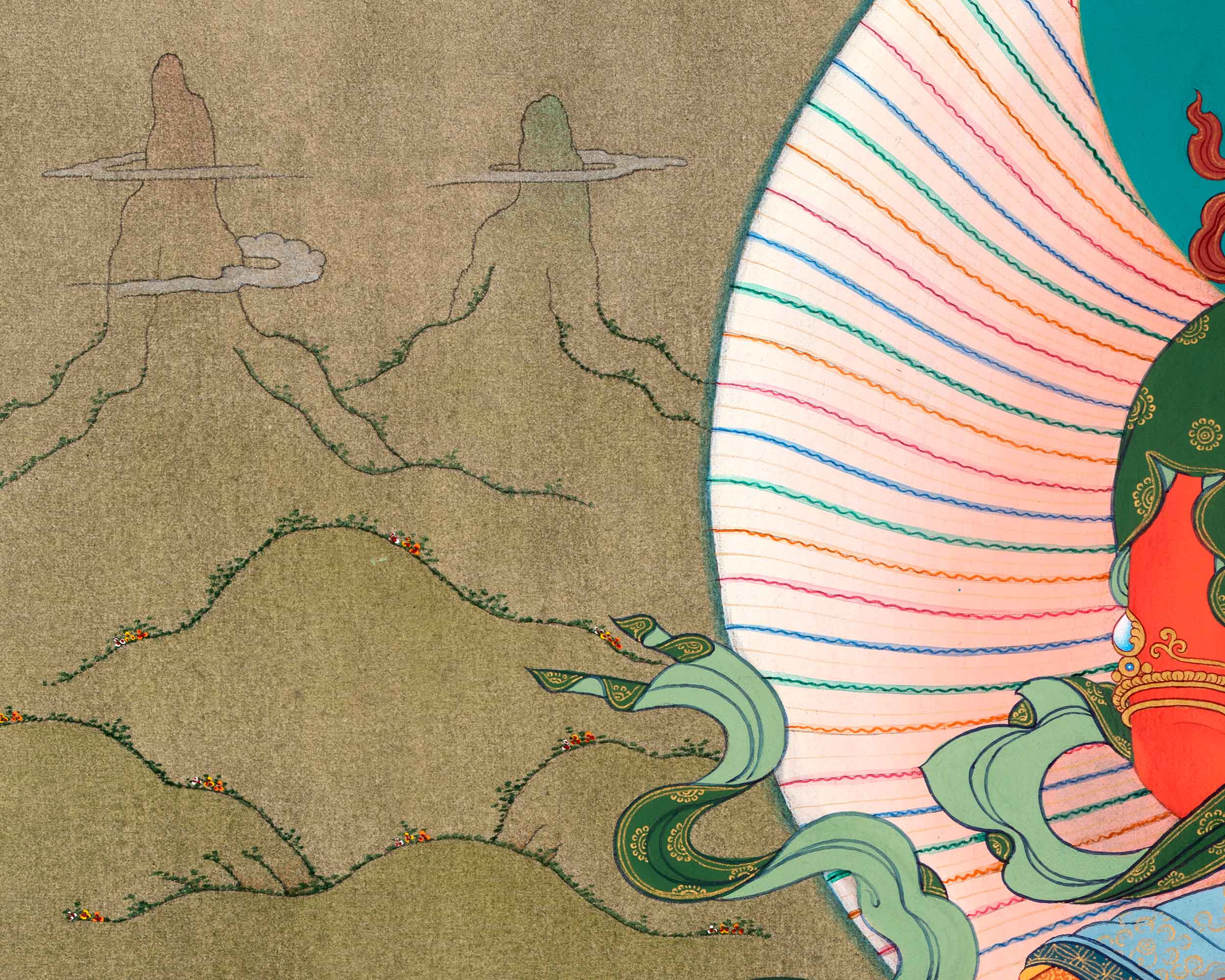 Himalayan Amitayus Long Life Practice Thangka | Buddha Amitayus With White Tara and Namgyalma